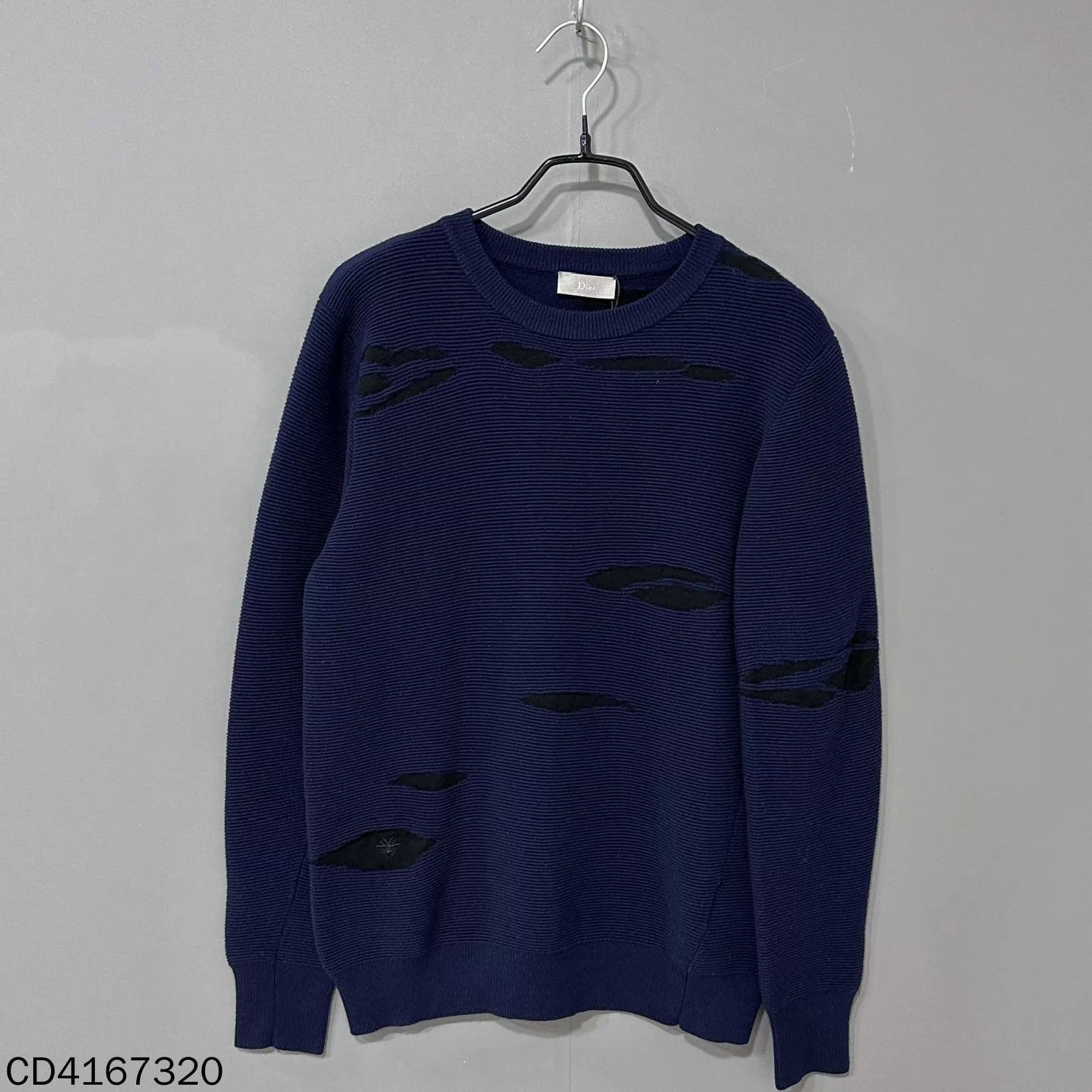 Dior Dior Navy Blue Distressed Knit Sweater XS Size US XS / EU 42 / 0 - 1 Thumbnail