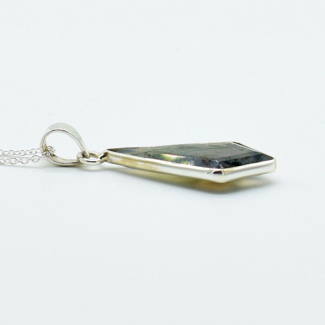 Handmade Natural Moss Agate 925 Sterling Silver Pendant Necklace Size ONE SIZE - 1 Thumbnail