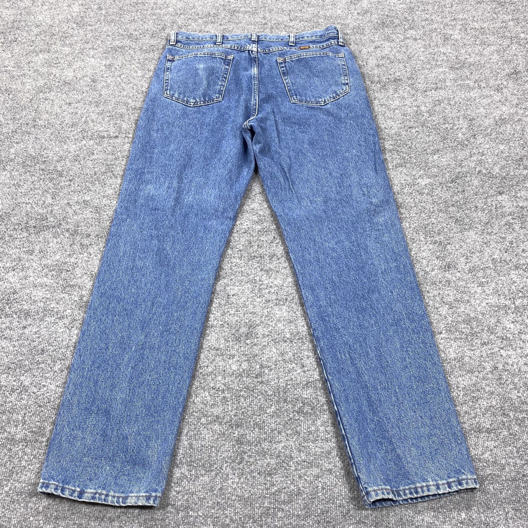 Vintage Rustler Jeans Mens 36x34 Blue Straight Regular Fit Medium Wash Denim Cotton Zip Fly Pockets Mens Size US 36 / EU 52 - 2 Thumbnail