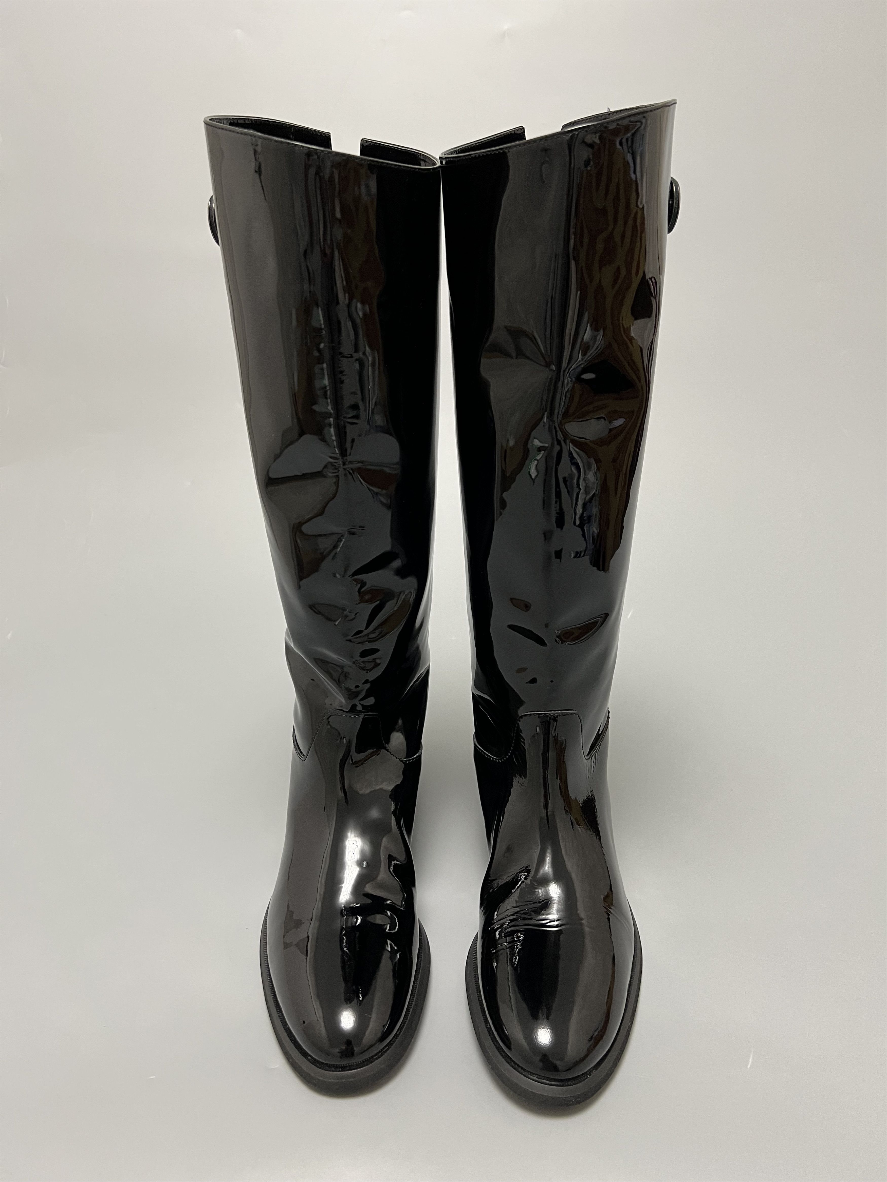 Burberry Burberry Shiny Patent Leather Black Boots Flat Knee Length Size US 8 / IT 38 - 4 Thumbnail
