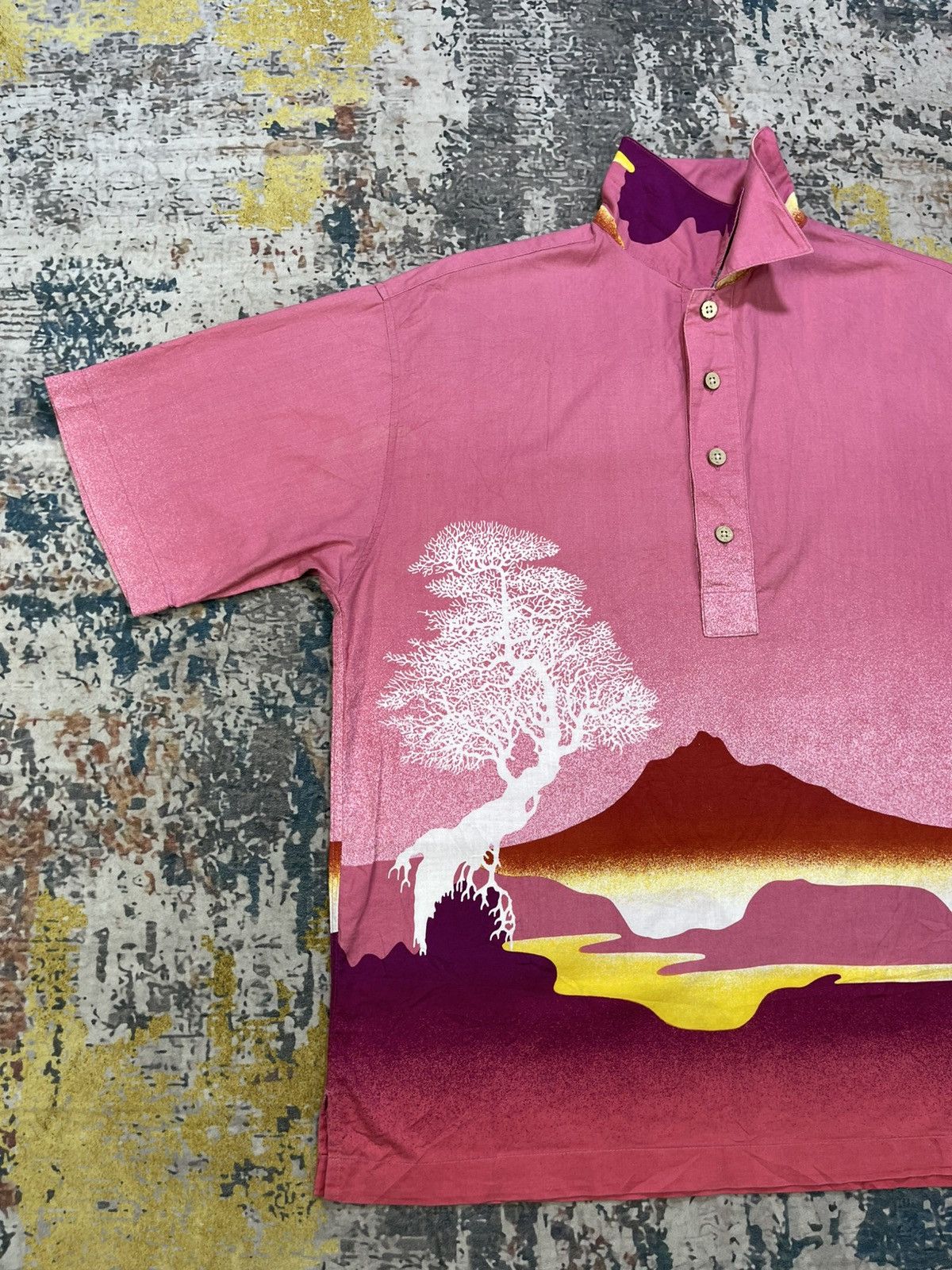 Vintage Vtg Half Button Landscape Hawaii Polo Shirt Size US M / EU 48-50 / 2 - 5 Thumbnail