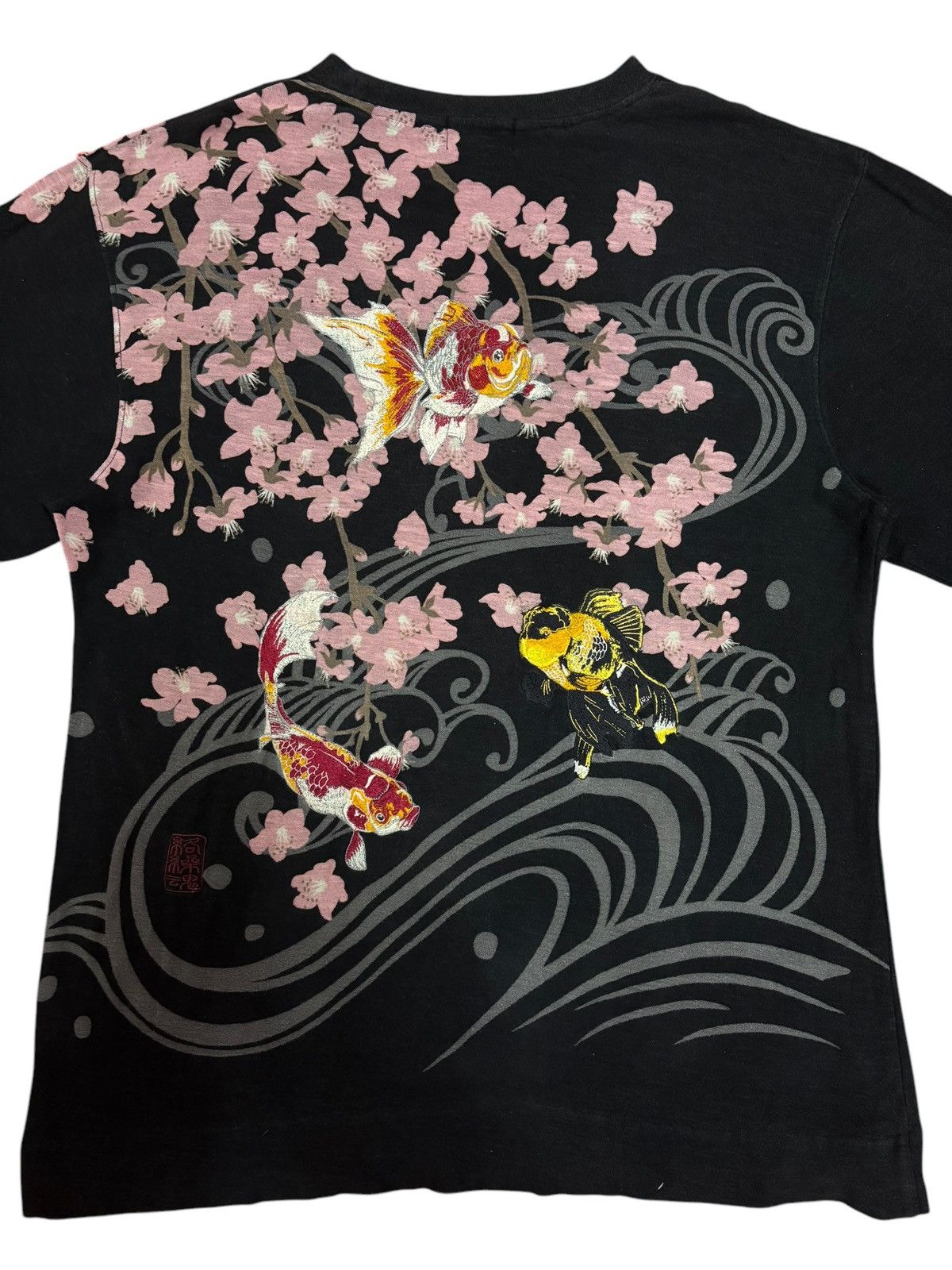 Japanese Brand × Kings Of Indigo × Seditionaries Vtg Japanese KOI Faded Embroidered Sakura Light Sweatshirt Size US L / EU 52-54 / 3 - 3 Thumbnail