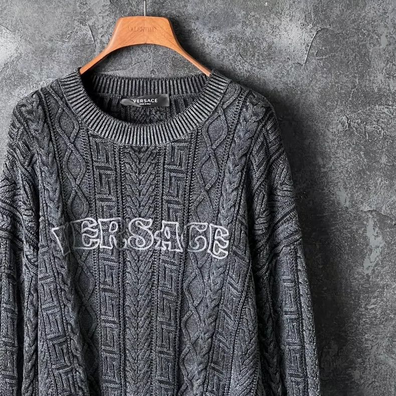 Versace Versace Grey letter cotton sweater Size US M / EU 48-50 / 2 - 3 Thumbnail