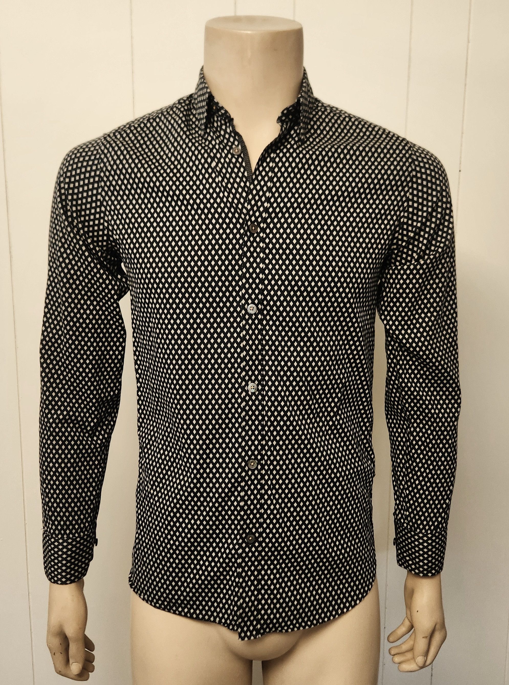 Ted Baker Ted Baker shirt S men's cotton black white geometric Size US S / EU 44-46 / 1 - 1 Thumbnail
