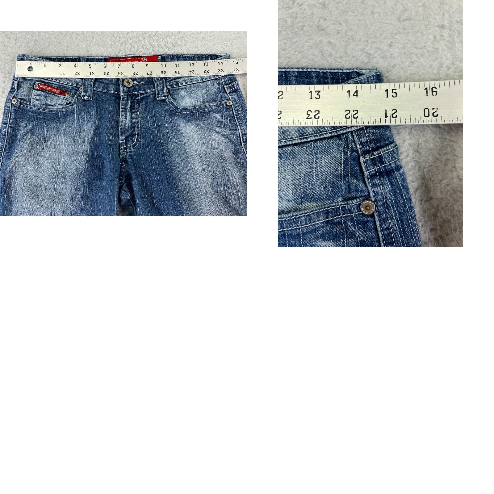 Denime Richcow Jeans Womens Bootcut 7 Blue Denim Mid Rise 5-Pocket Stretch Inseam 29in Size 28" / US 6 / IT 42 - 9 Thumbnail