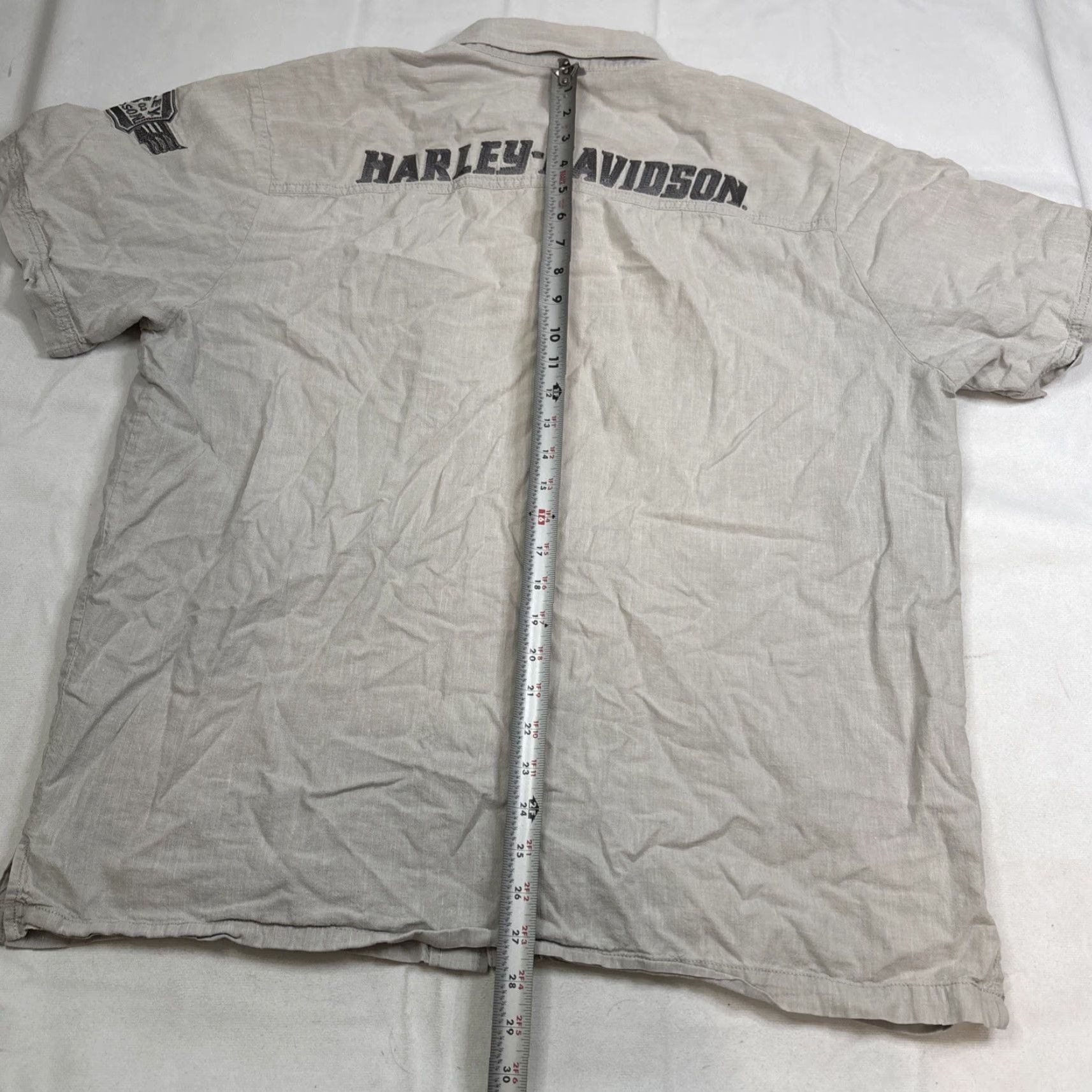 Harley Davidson Harley-Davidson Button-Up Short Sleeve Gray Pockets Men’s XL Embroidered Patches Size US 36 / EU 52 - 7 Thumbnail