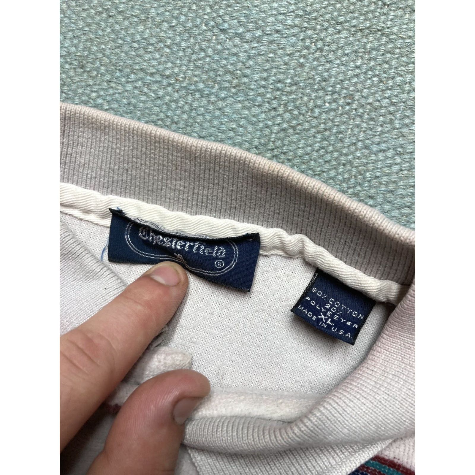 Vintage VINTAGE Polo Shirt Long Sleeve XL Velour Striped Adult 70s 80s Size US XL / EU 56 / 4 - 6 Thumbnail