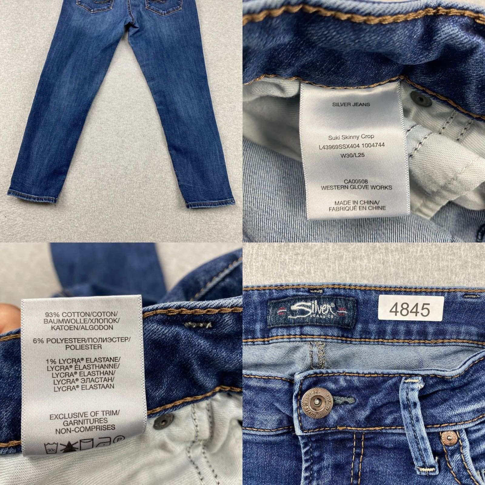 Silver Jeans Co. Silver Jeans Suki Skinny Crop Jeans Womens 30 x 25 Blue Stretch Mid Rise Denim Pants Size 30" / US 8 / IT 44 - 9 Thumbnail
