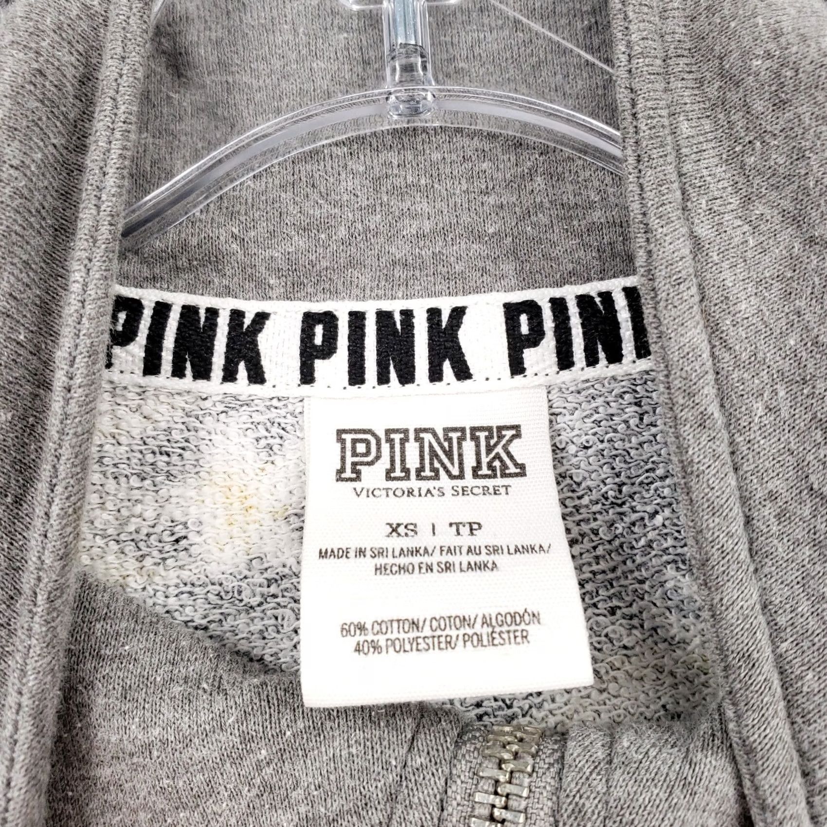 Victoria's Secret Victoria's Secret PINK Sweatshirt Womens XS Gray Henley Mock Neck Long Sleeve Floral Pattern Size XS / US 0-2 / IT 36-38 - 6 Thumbnail