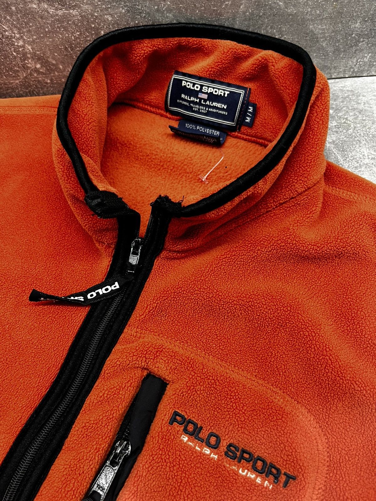 Pre-owned Polo Ralph Lauren X Vintage 1990's Polo Sport Gorpcore Fleece Layering Vest In Orange