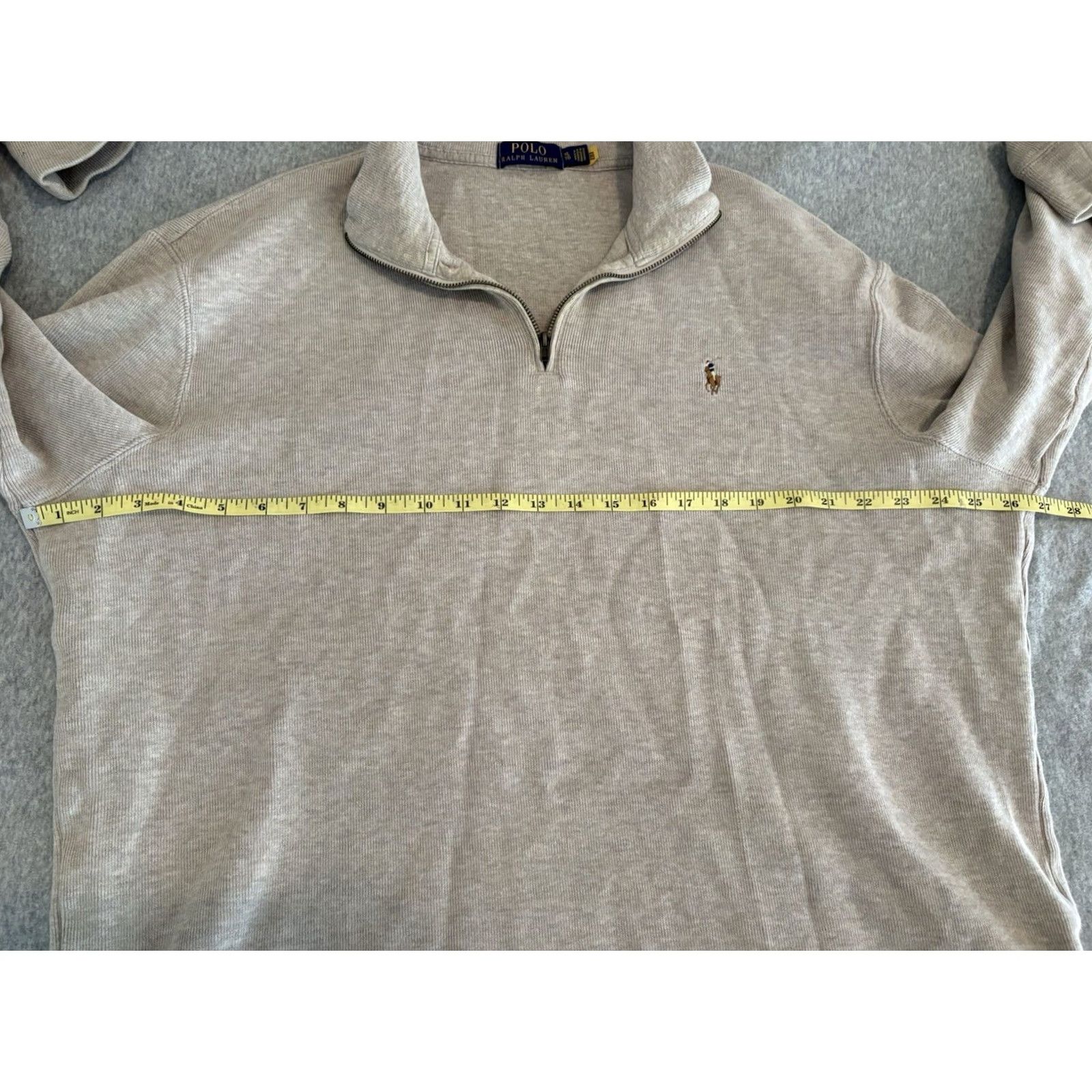 Polo Ralph Lauren Polo Ralph Lauren Pullover Sweater Quarter Zip Beige w/ Pony Mens XL Size US XL / EU 56 / 4 - 5 Thumbnail