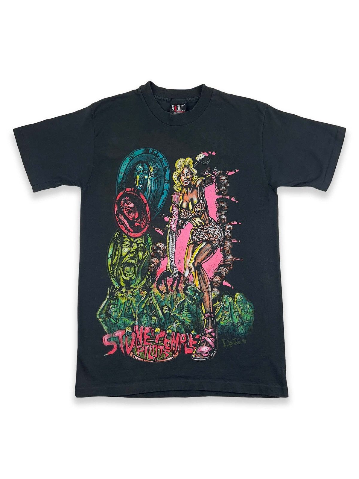 image of Band Tees x Vintage 1993 Vintage Stone Temple Pilots Zombie Girl Tee Large in Black, Men's