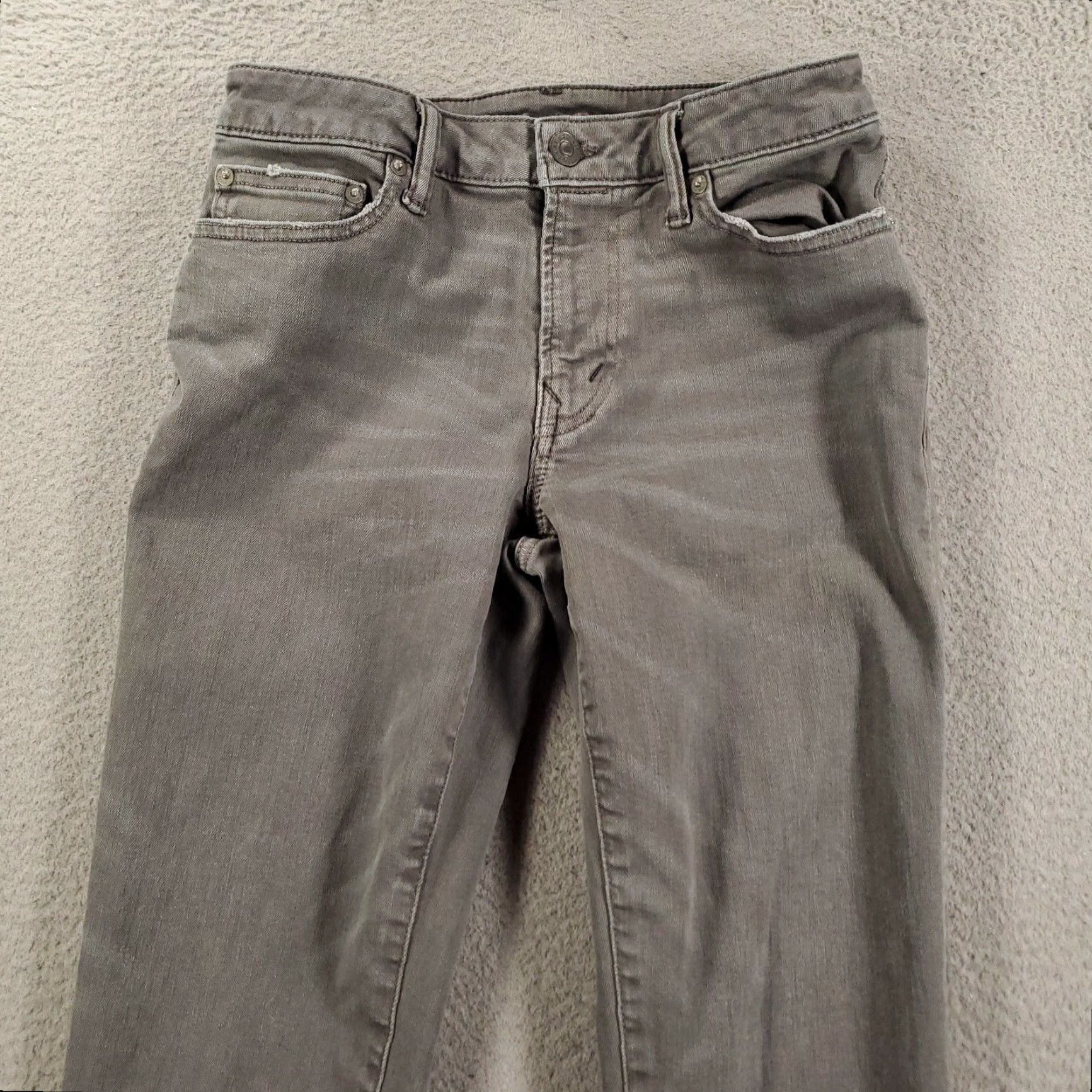 American Eagle Outfitters American Eagle Outfitters Jeans 28x32 Gray Slim Straight 5-Pocket Denim Cotton Blend Stretch Distressed Logo Button Zip AEO Size US 29 - 3 Thumbnail