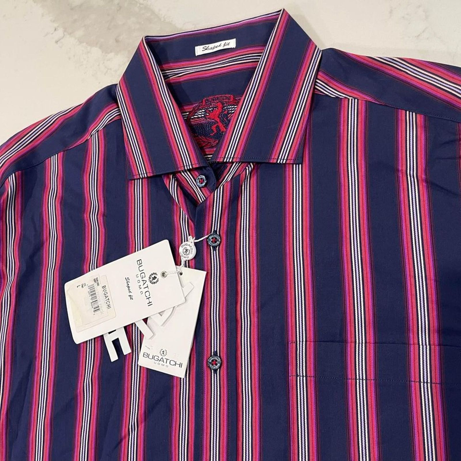 BUGATCHI Men's Shaped Fashion Shirt - 100% Cotton, Small Point Collar, Long Sleeve, No Pocket - View #12