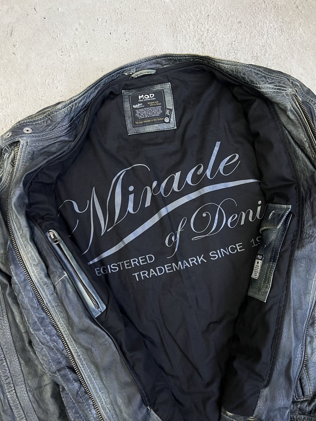 14th Addiction Washed leather racing zipper 14th addiction style jacket Size US XL / EU 56 / 4 - 12 Thumbnail