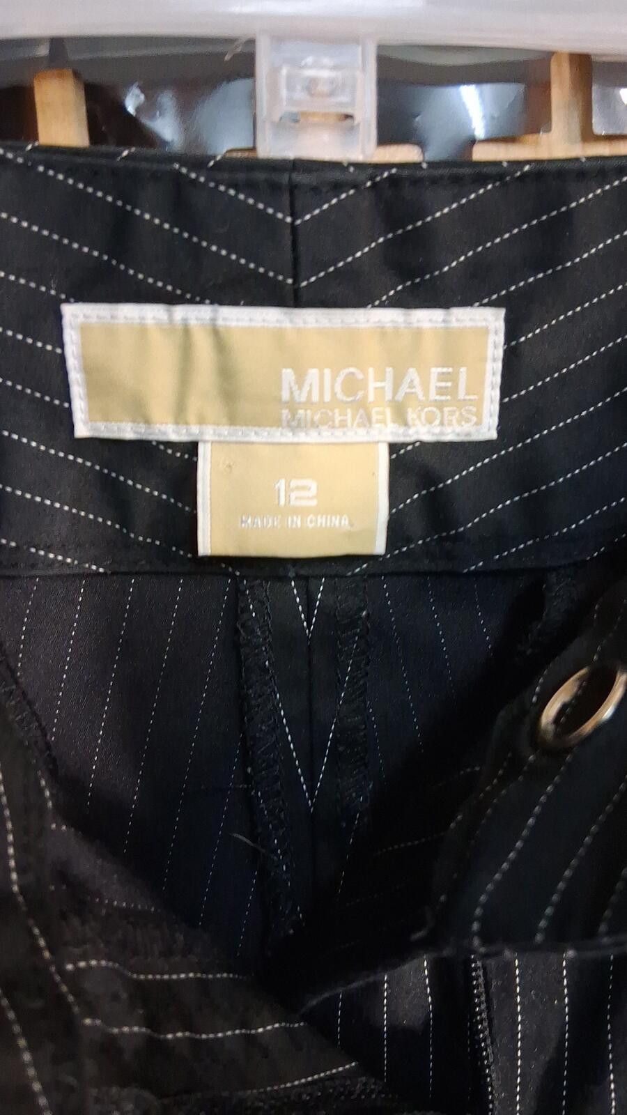 Michael Kors Michael Kors Black Pinstripe Dress Pants Chain Detail Size ONE SIZE - 3 Thumbnail