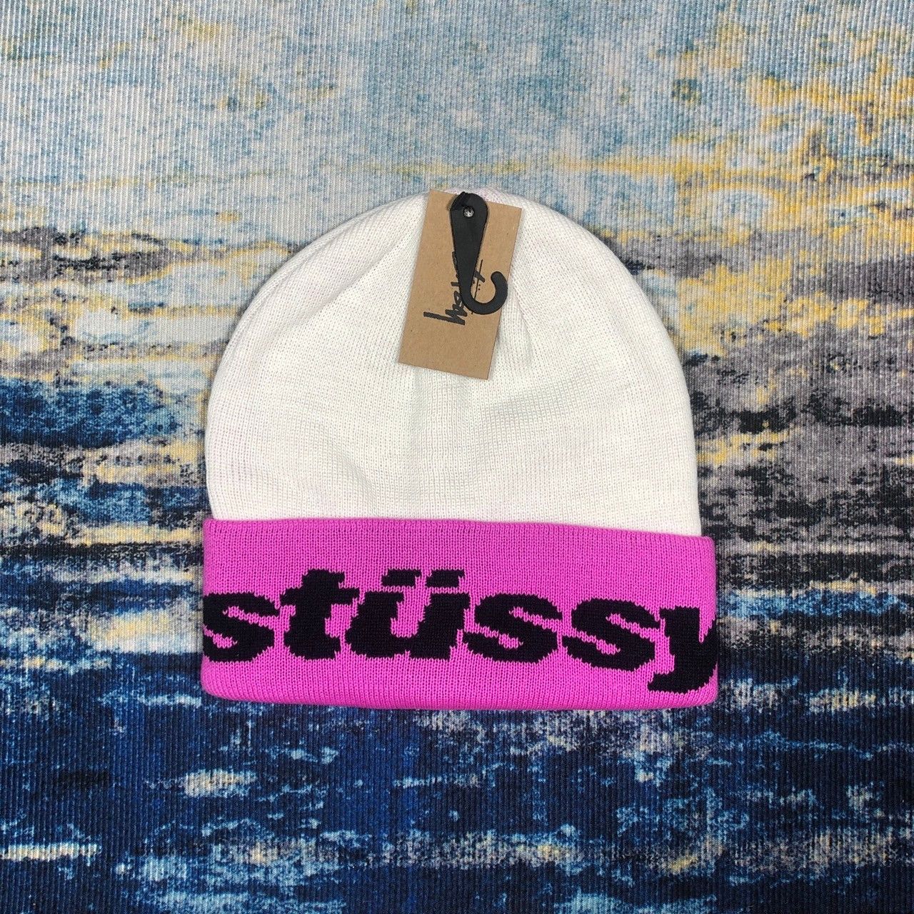 Stussy Helvetica Jacquard Beanie | Grailed