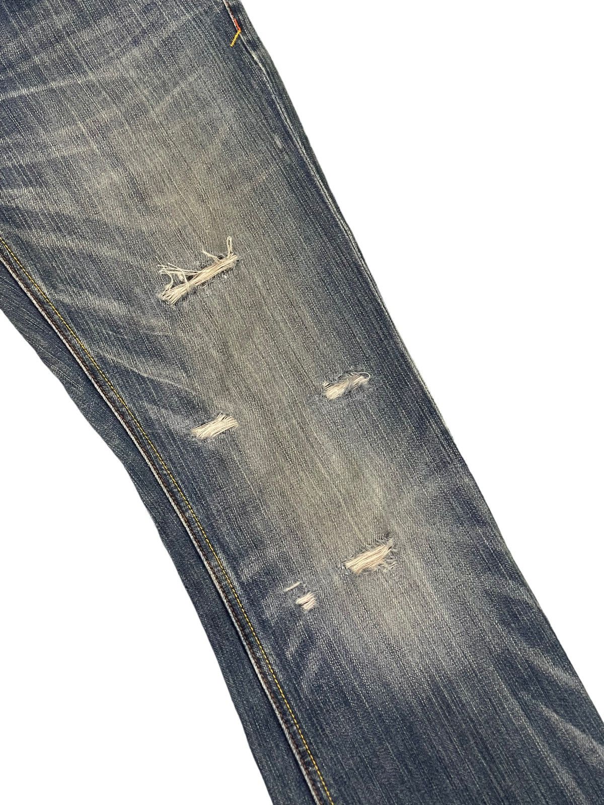 Japanese Brand Flare Jeans Rush Hour Faded Distress Boot Cut 8🟦4 Size US 33 - 7 Thumbnail