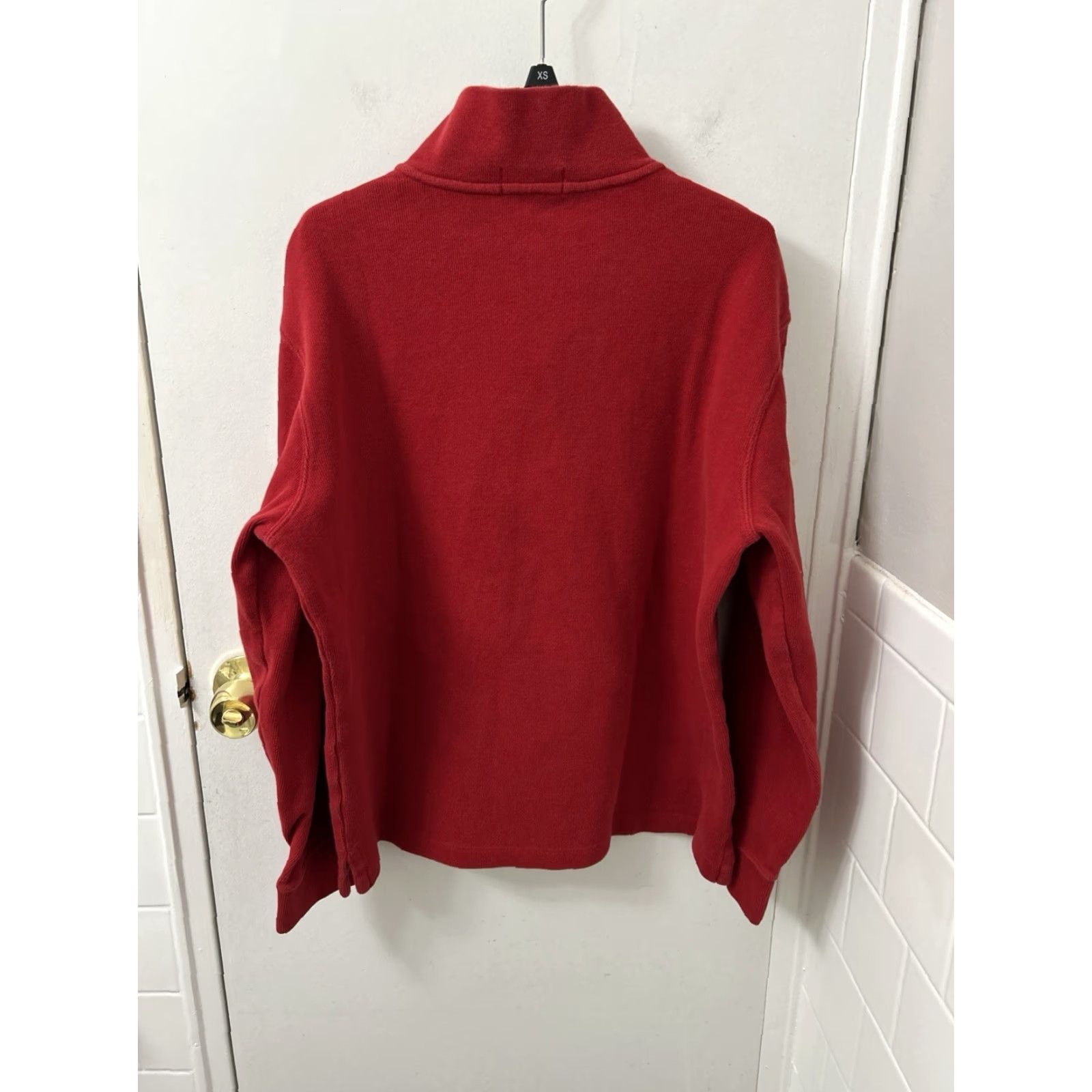Polo Ralph Lauren Polo Ralph Lauren Sweater Polo 1/4 Zip Mens M Red Cotton Rib Mock Neck Pullover Knit with Pony Logo Embroidered L/S Classic Fit Size US M / EU 48-50 / 2 - 7 Thumbnail