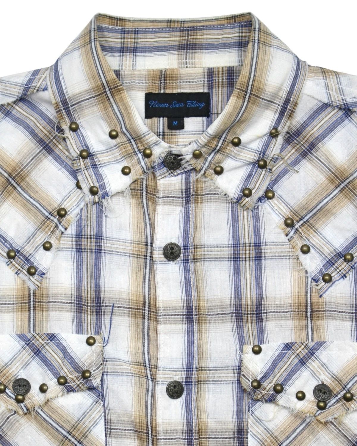 Vintage 2000S NEVER SEEN THING DISTRESSED WESTERN STUDDED SHIRT Size US M / EU 48-50 / 2 - 3 Thumbnail