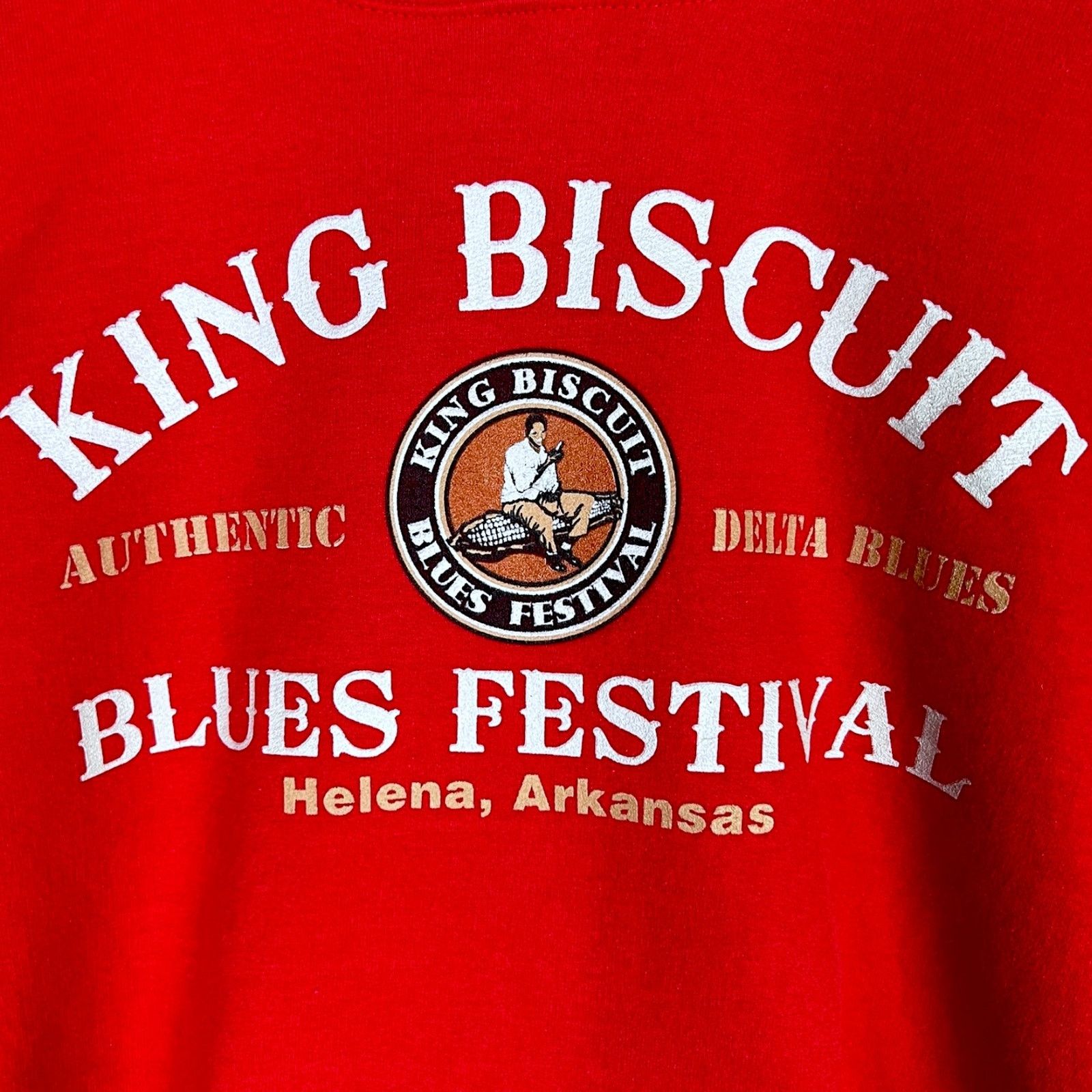 Gildan Vintage Y2K King Biscuit Delta Blues Festival Red Hoodie Size US S / EU 44-46 / 1 - 2 Thumbnail