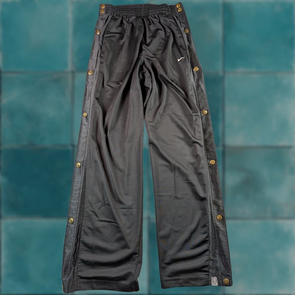 Nike VTG Nike Tear Away Pants Mens L Black Dazzle Shiny Snap Basketball Y2K 90s READ! Size US 33 - 1 Thumbnail