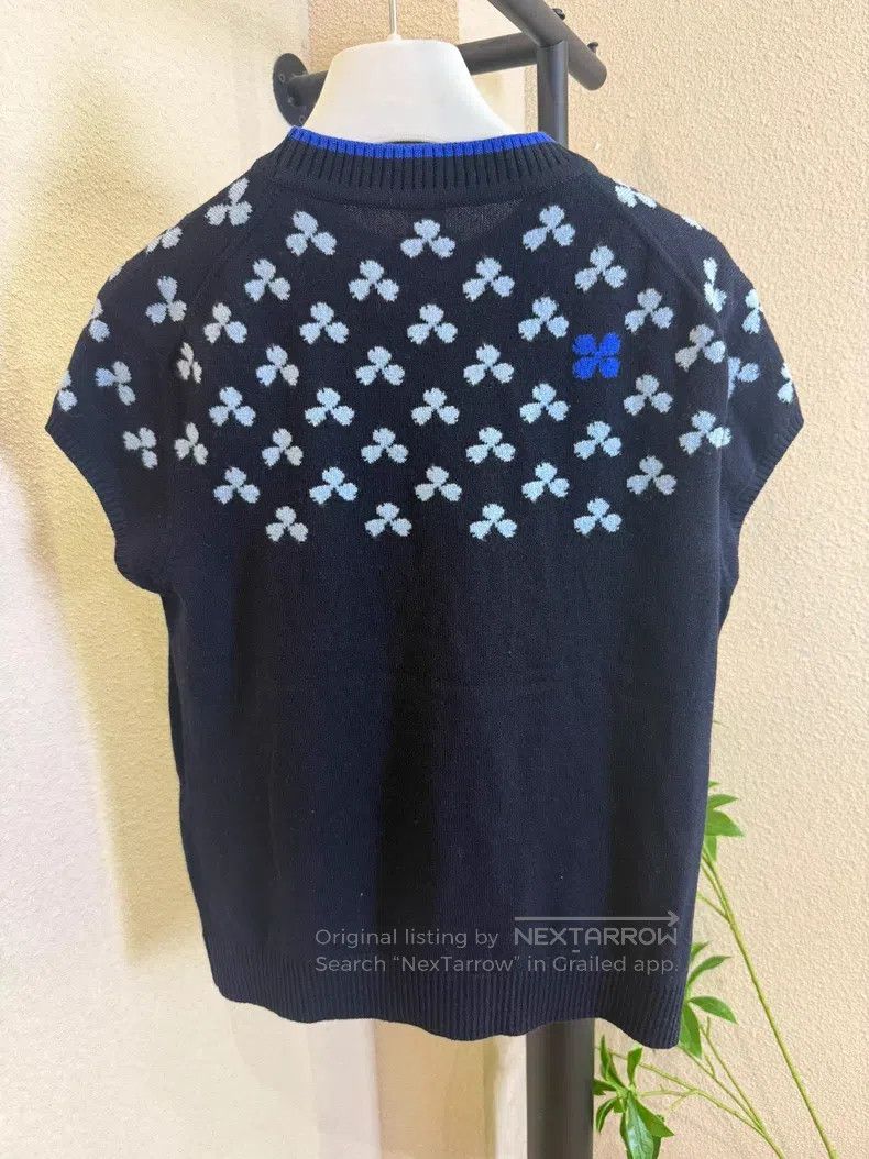 Hermes Hermes Knit Short Sleeve Top with Blue Floral Jacquard Size XS / US 0-2 / IT 36-38 - 2 Thumbnail