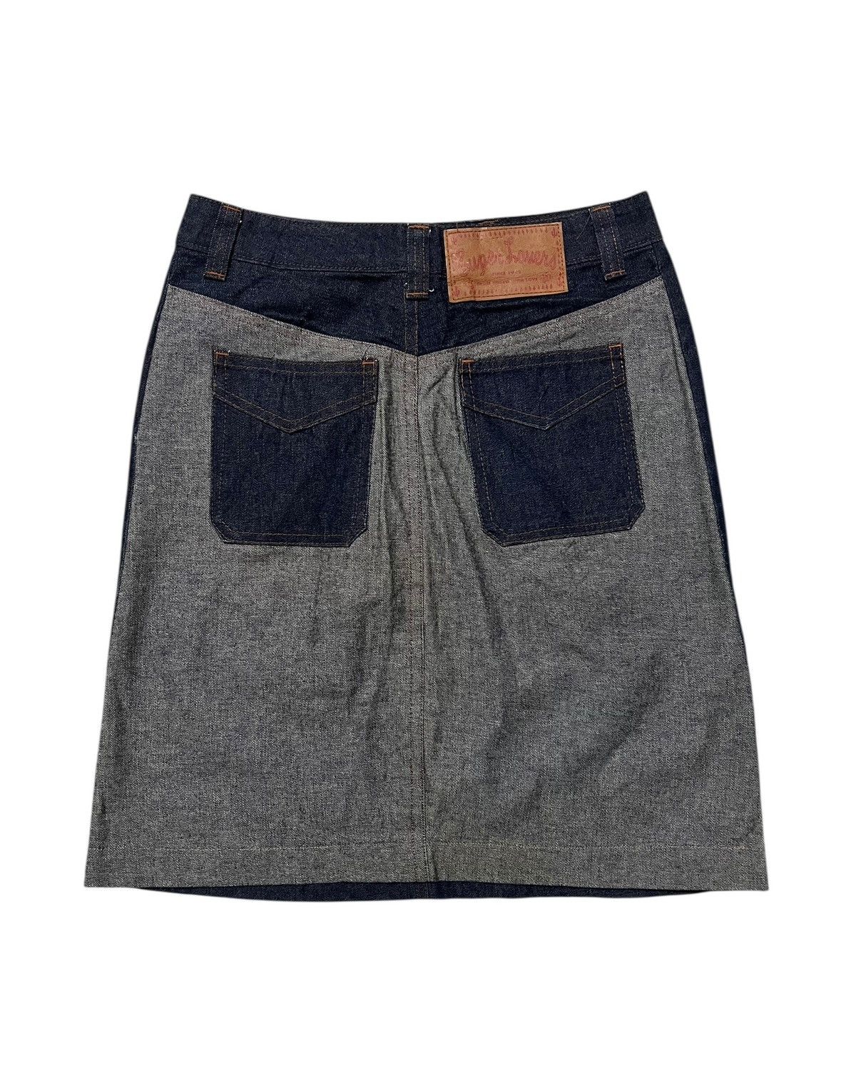 Japanese Brand 2000s Super Lovers Japanese Denim Raw Two-Tone Skirt Size 29" - 2 Thumbnail