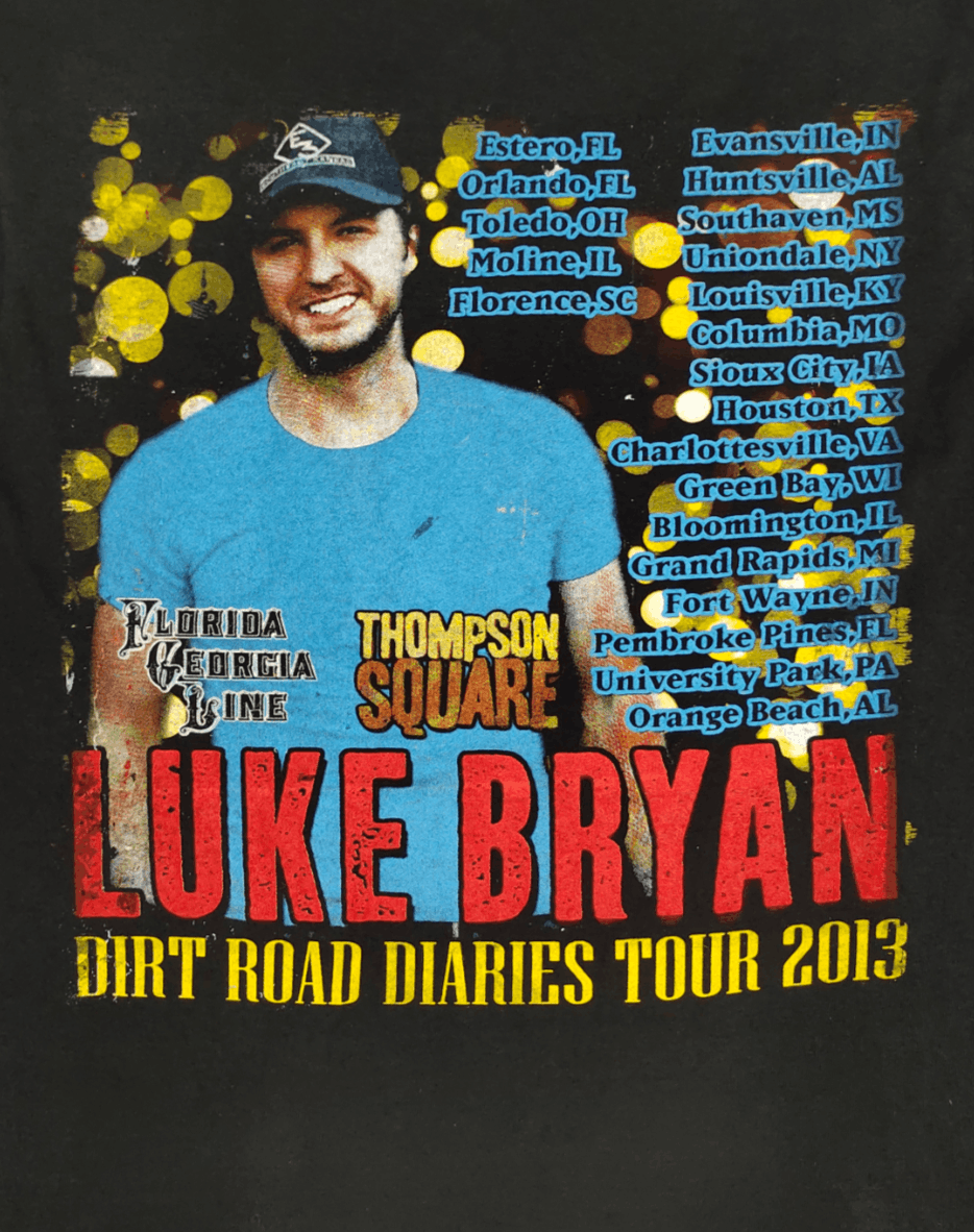 Band Tees Rare Design Luke Bryan 'Dirt Road Diaries' Tour 2013 T-Shirt Size US M / EU 48-50 / 2 - 7 Thumbnail