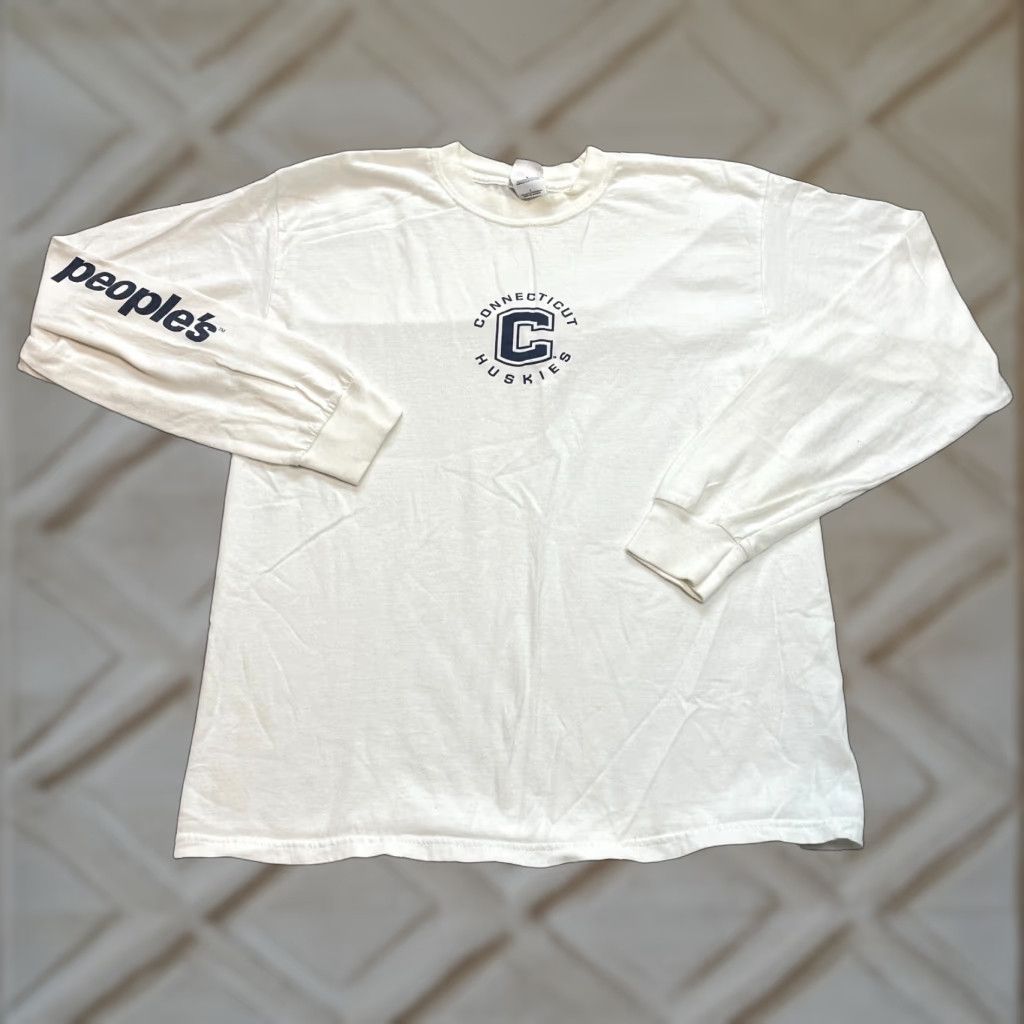 Gildan Gildan Heavy Cotton Shirt Long Sleeve Unisex Adults L White Connecticut Huskies College Tee Heavyweight Size US L / EU 52-54 / 3 - 1 Thumbnail