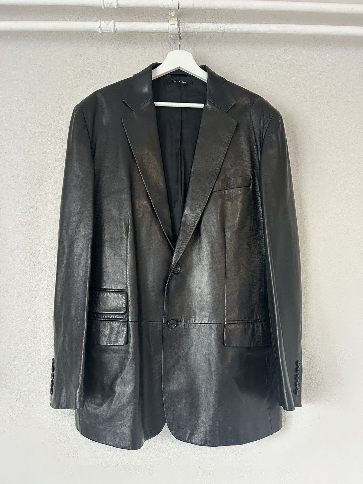Gucci × Tom Ford Gucci by Tom Ford Black Leather Blazer Jacket 