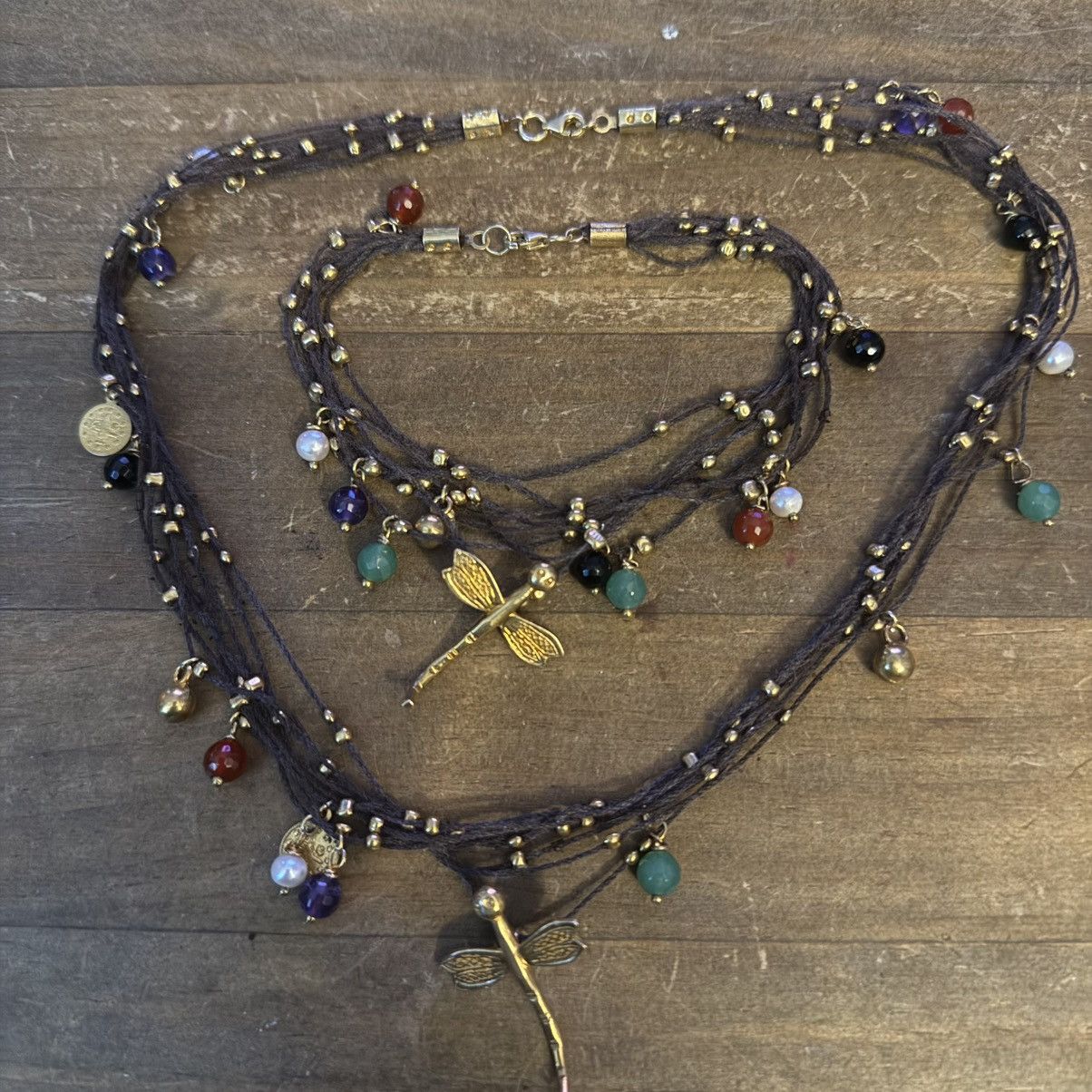 Other Multi cord bead dangles and dragonfly necklace/bracelet set Size ONE SIZE - 2 Thumbnail