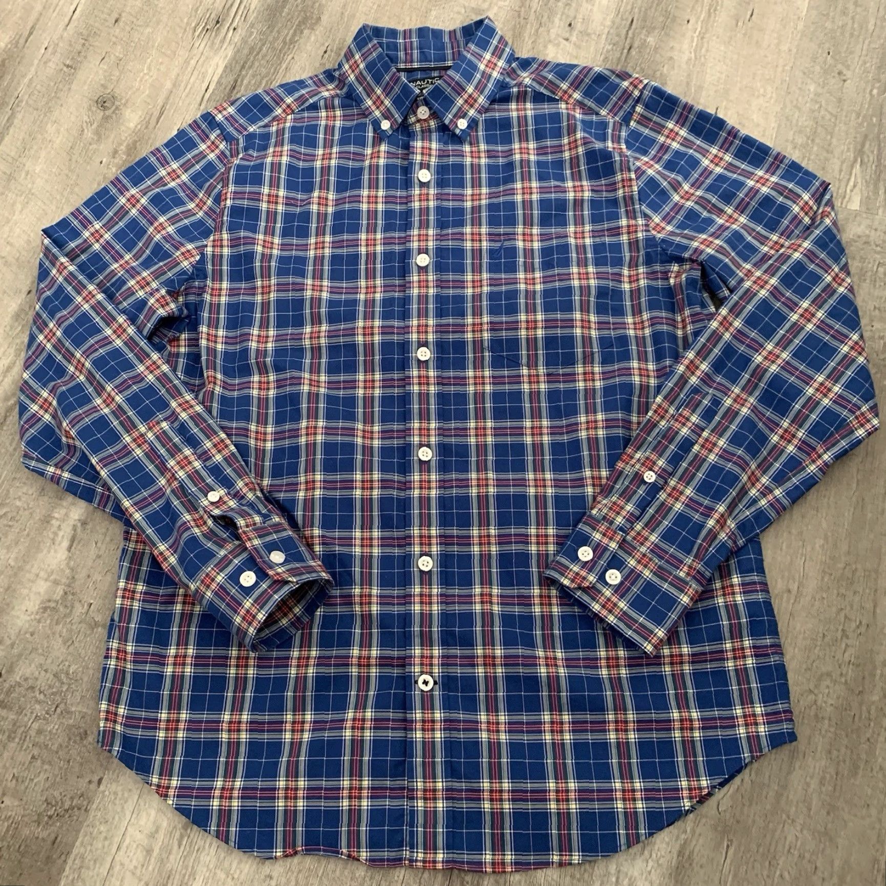 Nautica Nautica Flex Classic Fit Shirt Mens S Navy Blue Plaid Button-Up Stretch Size US S / EU 44-46 / 1 - 7 Thumbnail