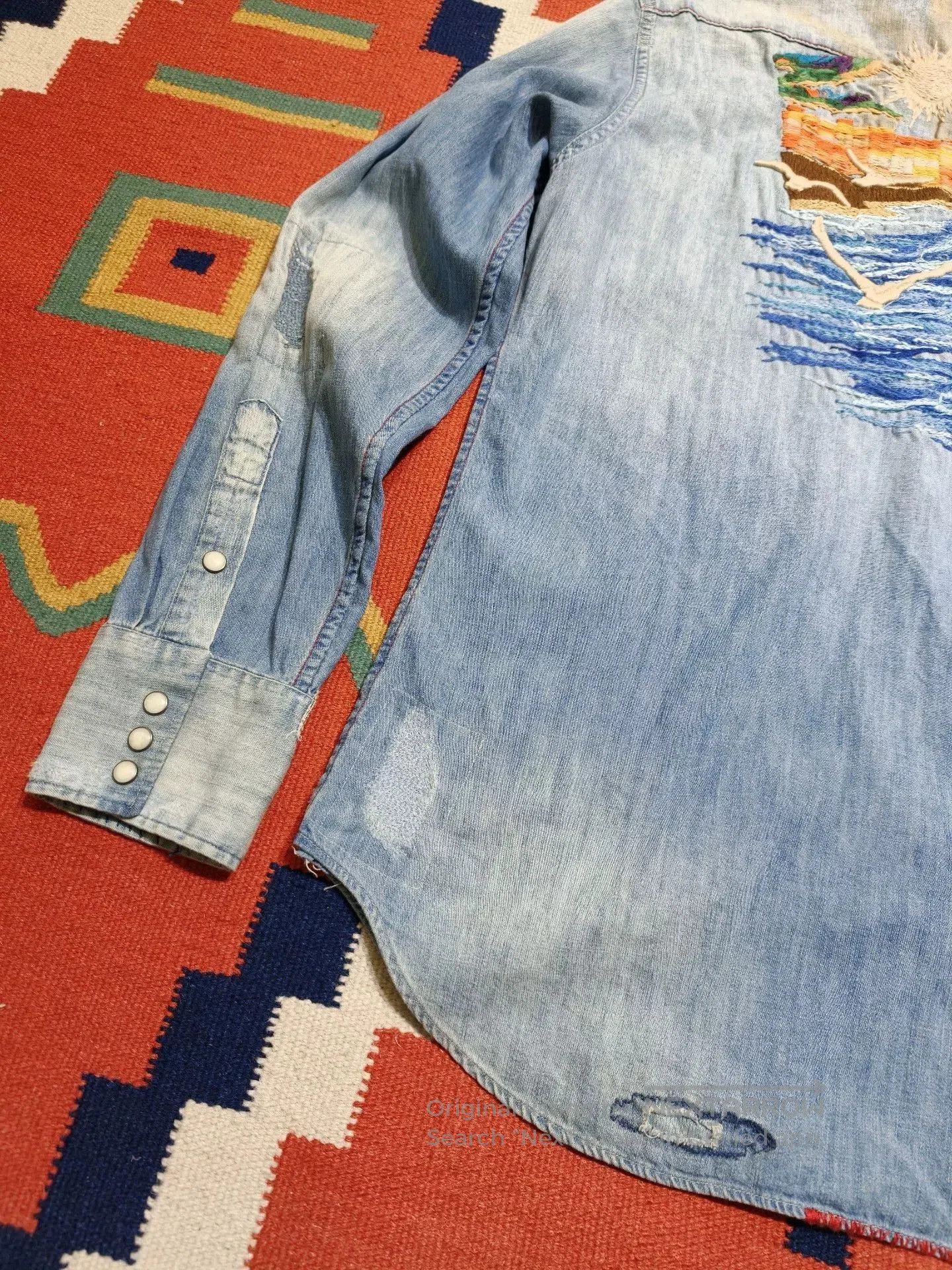 RRL Ralph Lauren Embroidered Southwestern Denim Shirt. Size US M / EU 48-50 / 2 - 5 Thumbnail