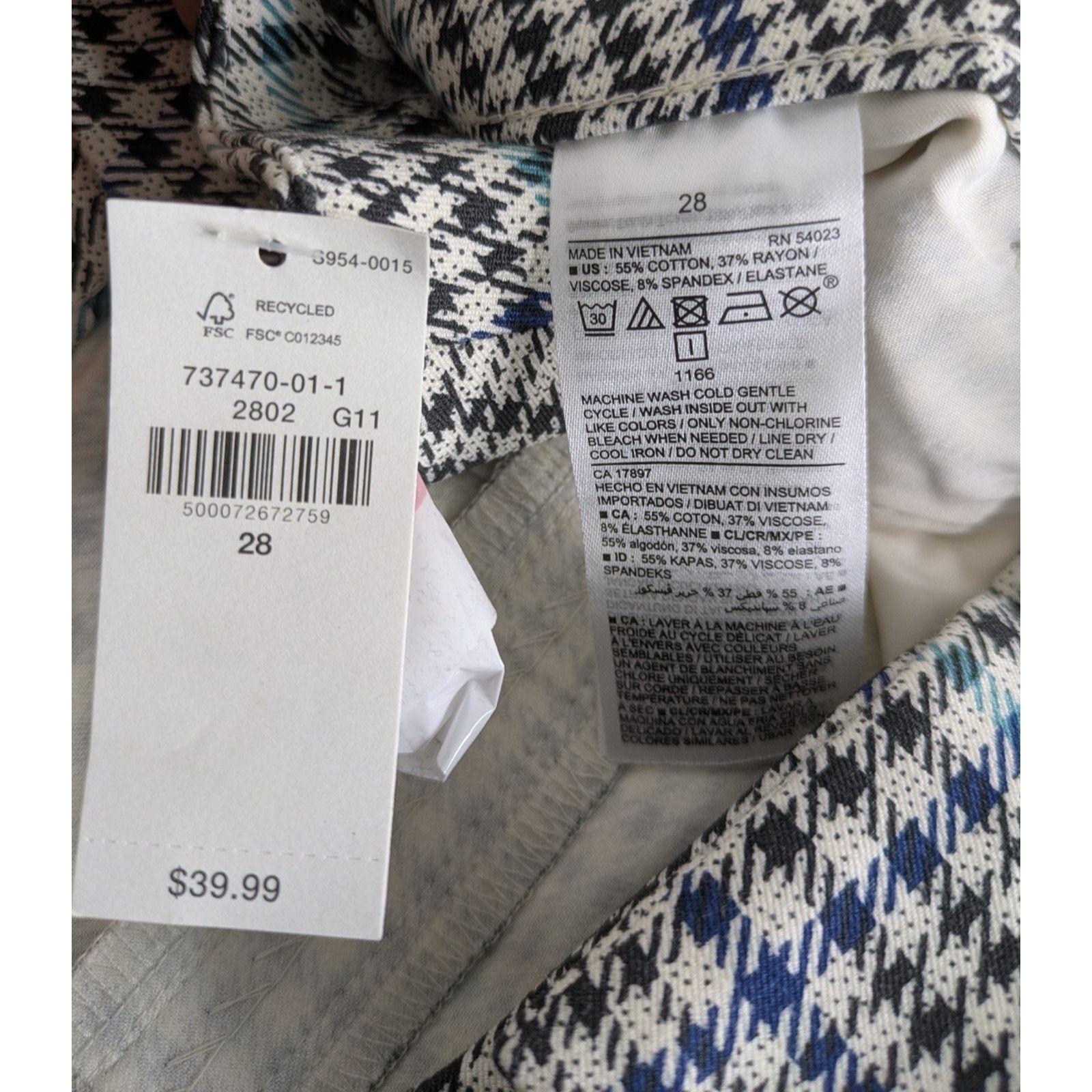 Old Navy Old Navy Hi Rise Pixie Pants 28 Houndstooth Black White Blue Size 28" / US 6 / IT 42 - 5 Thumbnail