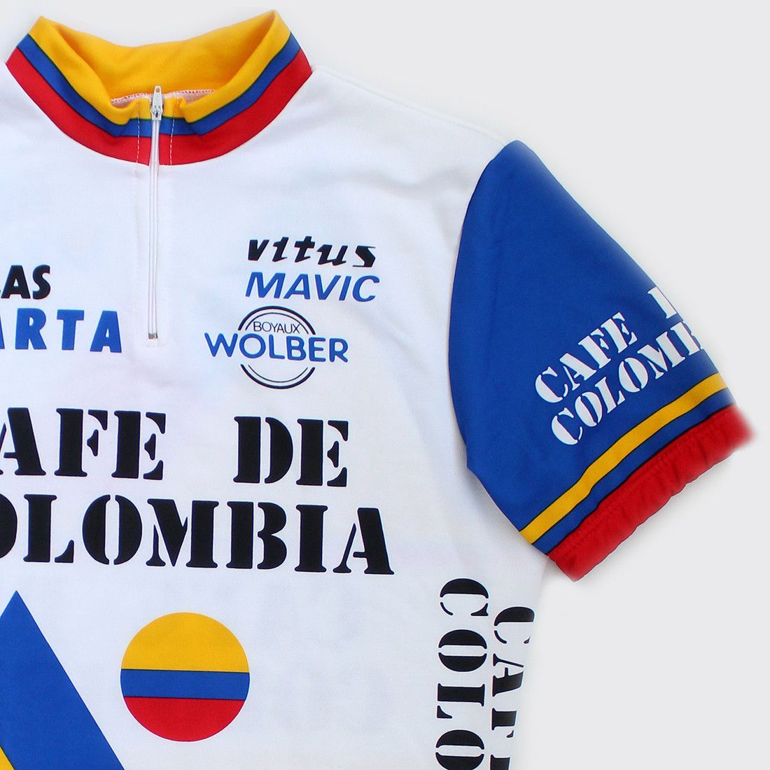 Vintage 1986 PILAS VARTA Cafe De Colombia cycling jersey bike tshirt Size L / US 10 / IT 46 - 3 Thumbnail