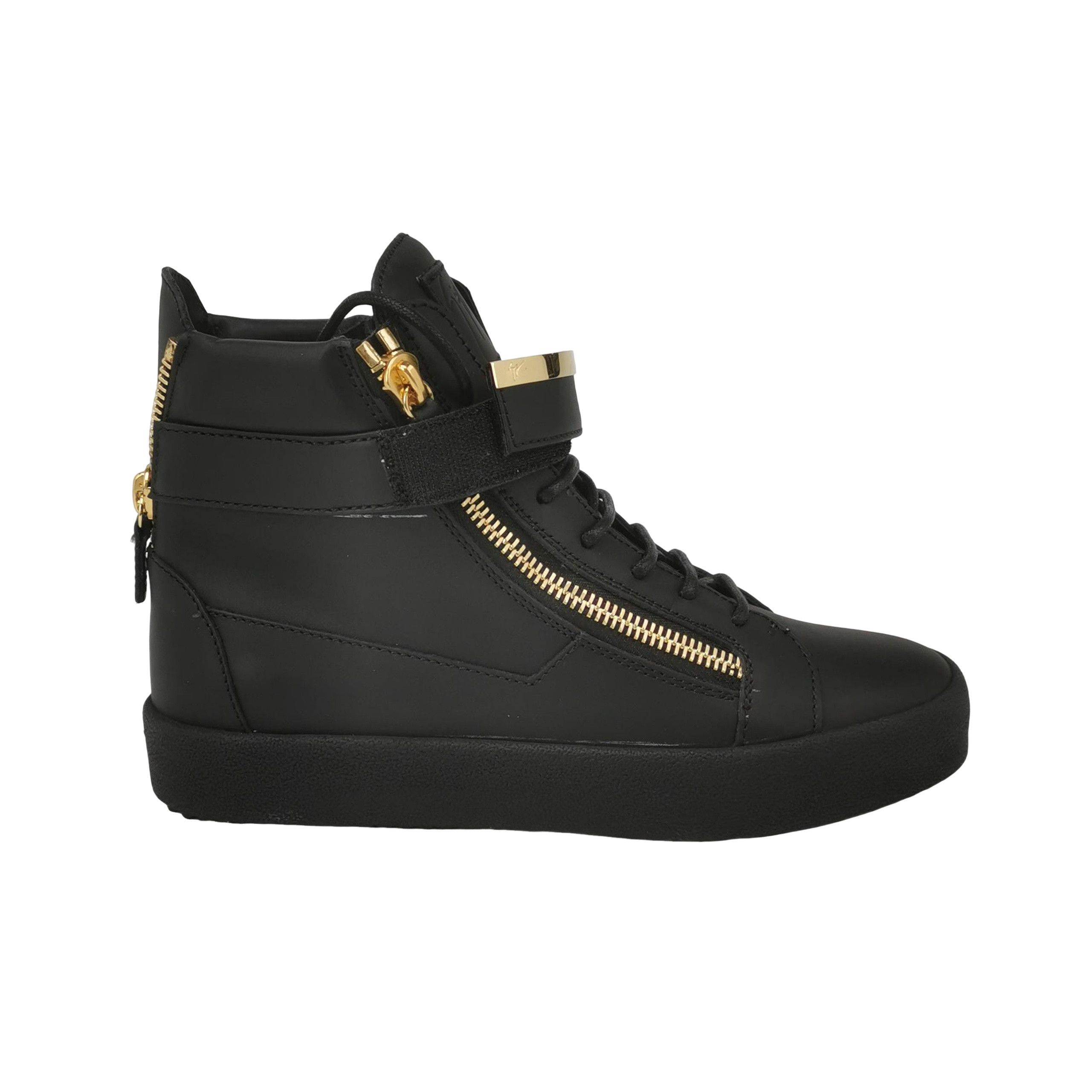 Giuseppe Zanotti Giuseppe Zanotti Gold Zipper Hi-Top Sneakers 40 Size US 7 / EU 40 - 1 Thumbnail