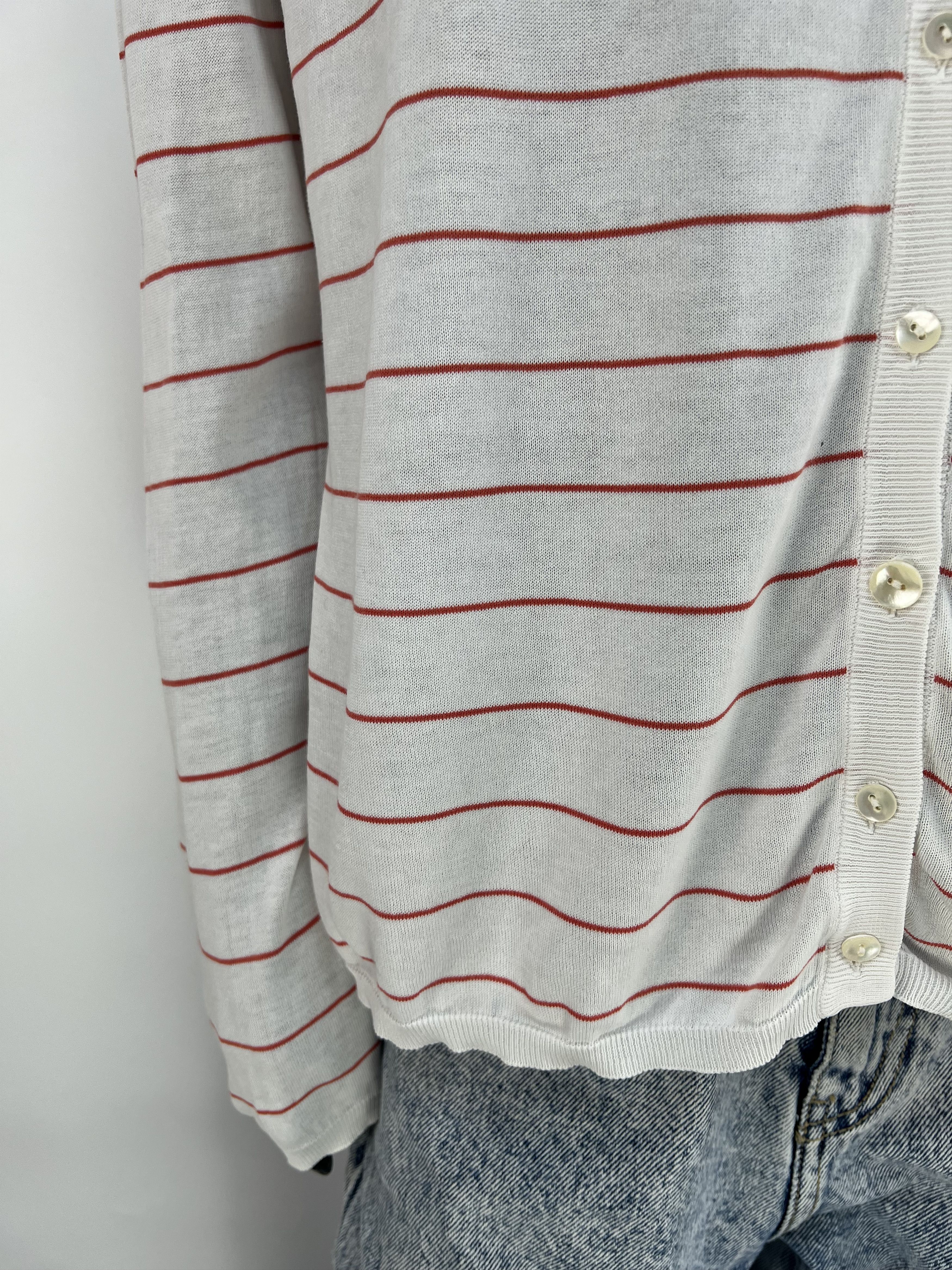 Malo Malo 100% Cotton Striped Crew Neck Cardigan Size IT 46 Size L / US 10 / IT 46 - 5 Thumbnail