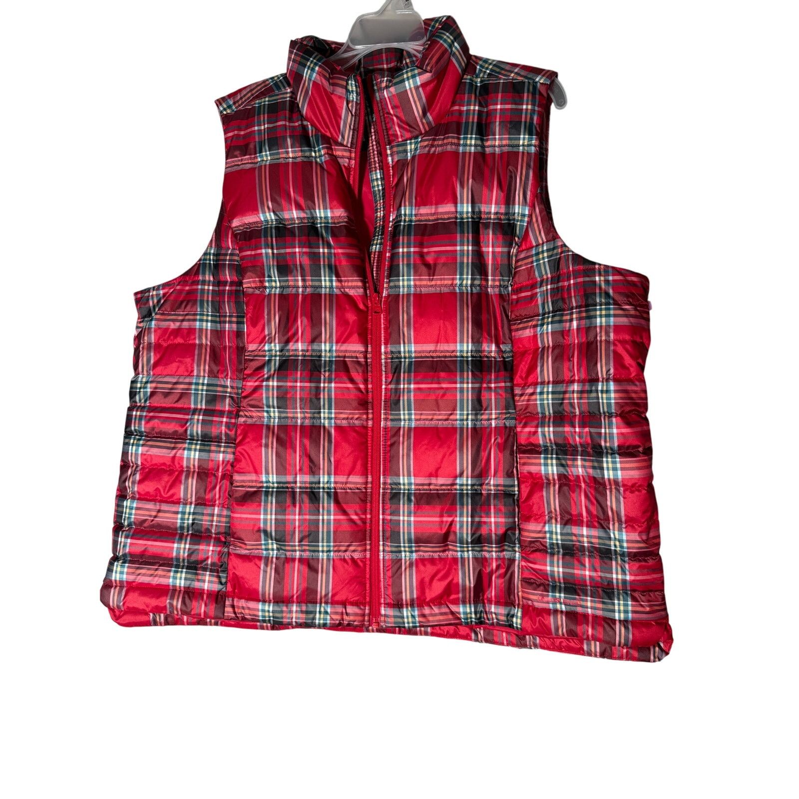 Lands' End Lands End Down Puffer Vest 1X Red Plaid Tartan Size XXL / US 16-18 / IT 52-54 - 1 Thumbnail