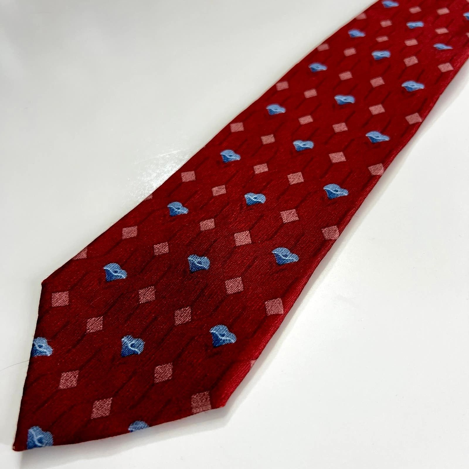 Other Villa Bolgheri Men Italy Made Tie Red Blue 100% Silk Necktie Size ONE SIZE - 6 Thumbnail
