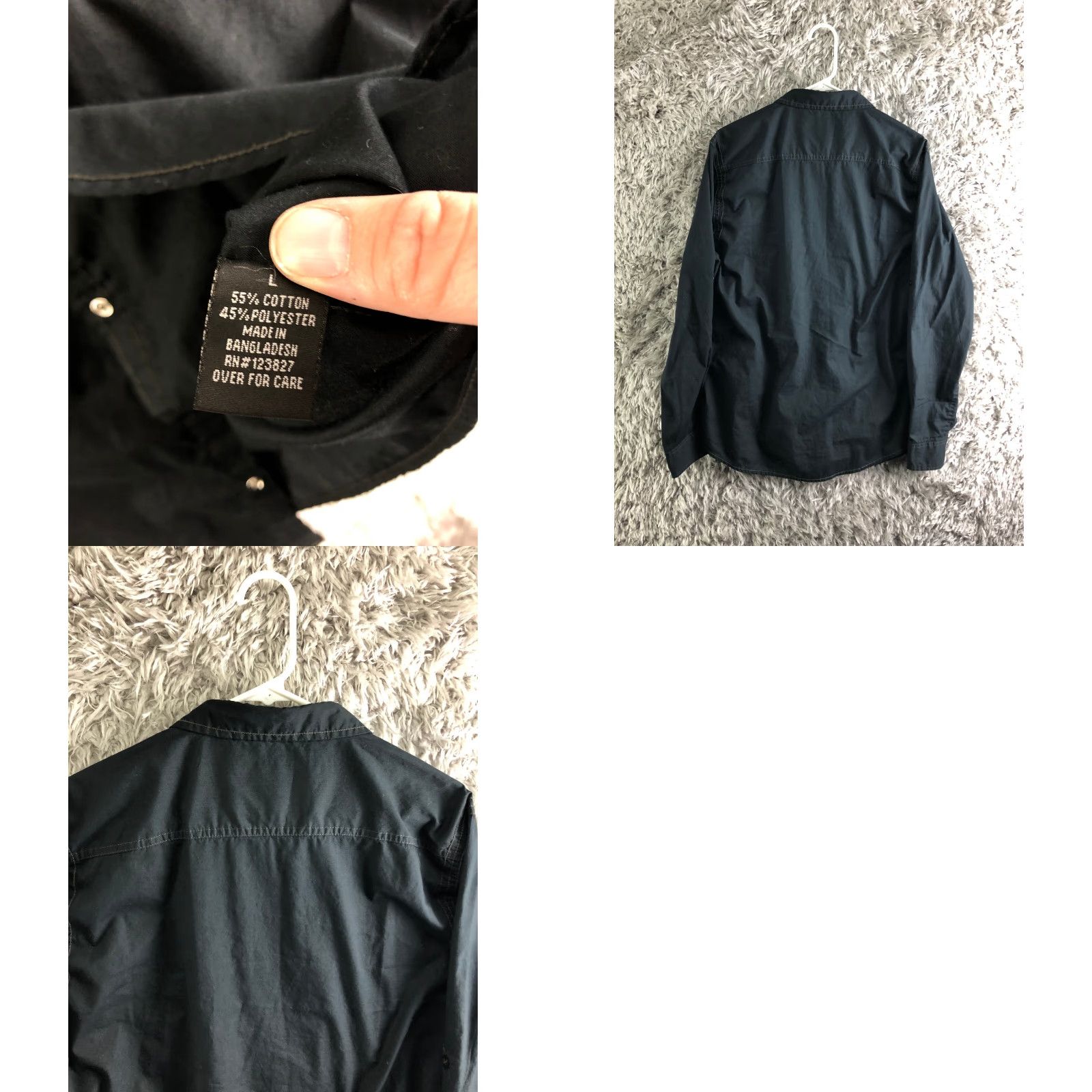 Vintage Drill Mens Large Solid Black Long Sleeve Button-Up Spread Collar Shirt Shirt Men's Black Long Sleeve Button-Up Drill Clothing Casual Size US L / EU 52-54 / 3 - 8 Thumbnail