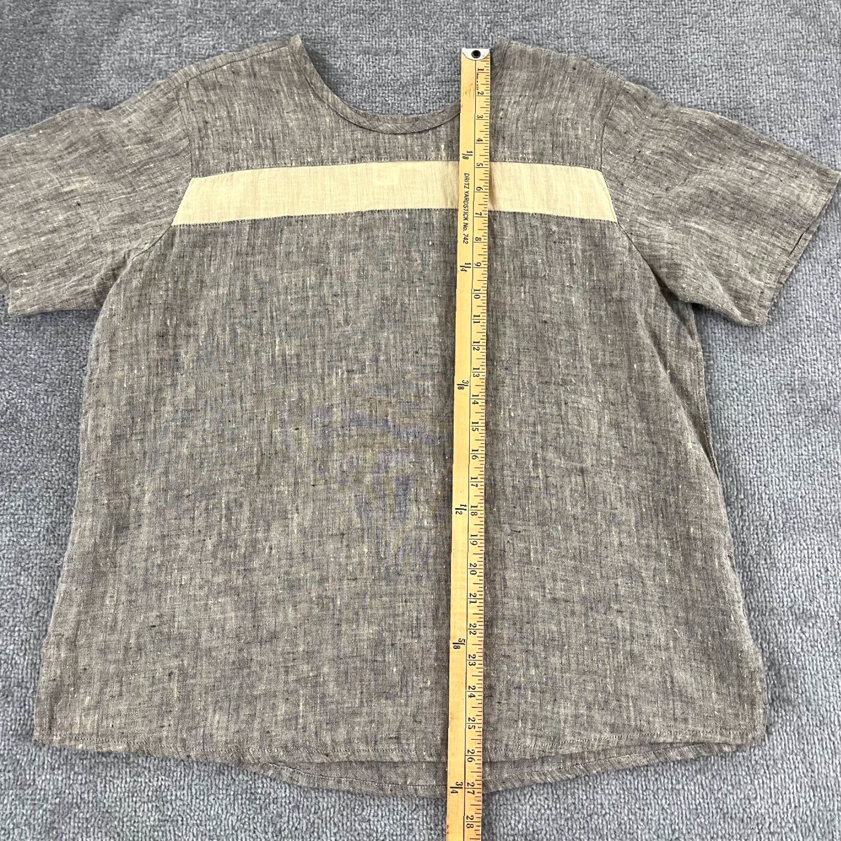 FLAX FLAX Shirt Women Small Brown 100% Linen Blouse Top Lagenlook Short Sleeve Jeanne Shirt (Regular) Womens Size S / US 4 / IT 40 - 3 Thumbnail