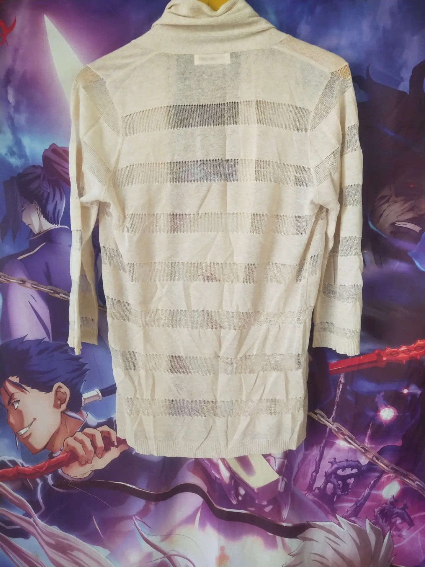 Japanese Brand Brick House Tokyo Sheer Striped Open Front Cardigan Size L / US 10 / IT 46 - 4 Thumbnail