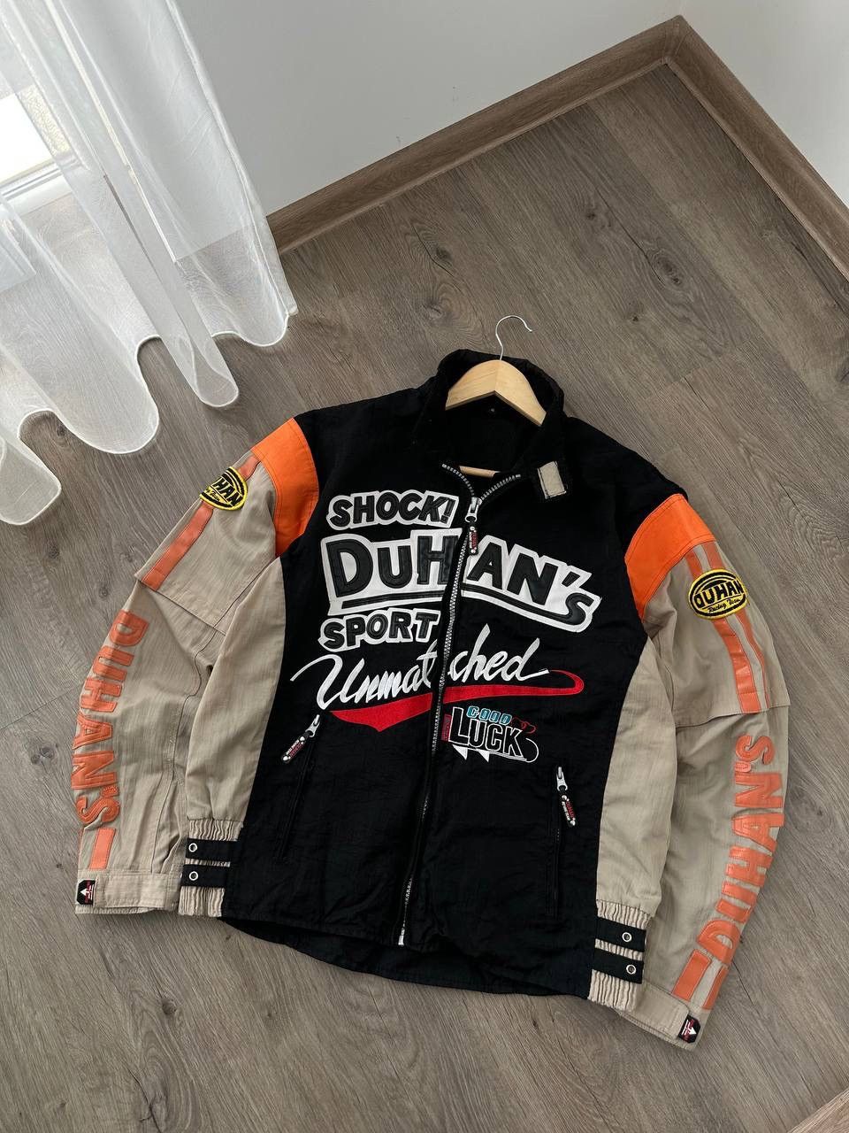 Japanese Brand × Vintage Vintage Duhan’s Shocki Moto Black Big Logo Racing Jacket Size US L / EU 52-54 / 3 - 4 Thumbnail