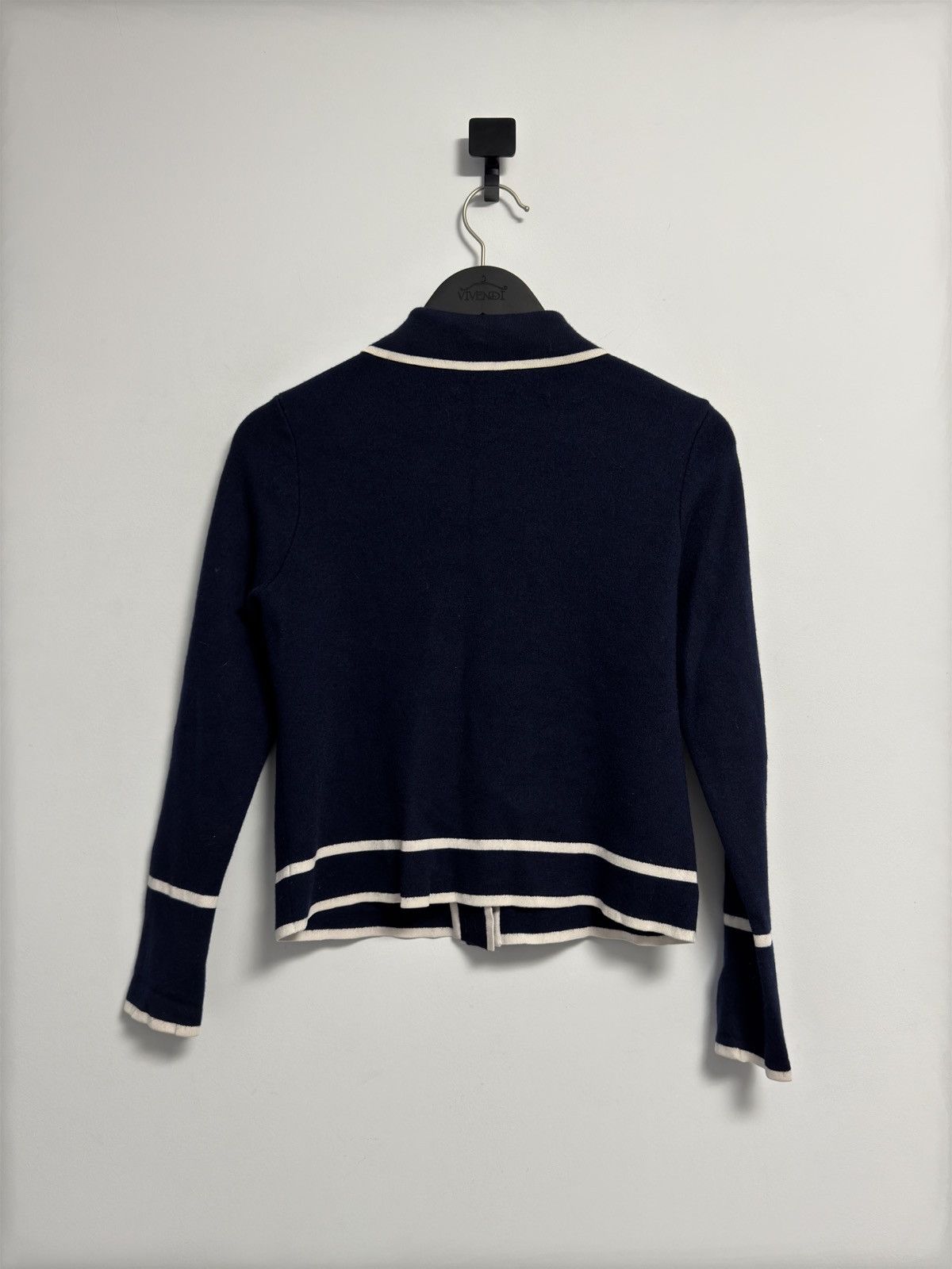 Escada ESCADA Stile Navy & White Tipped Cardigan Size Small NWT Size S / US 4 / IT 40 - 14 Thumbnail
