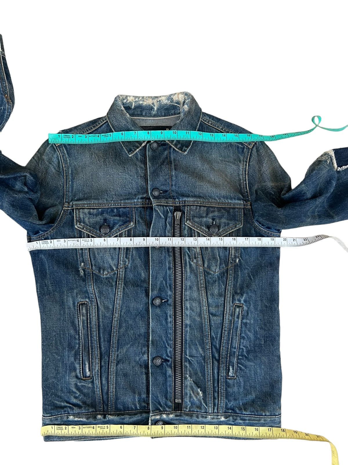R13 R13 Italy Distressed Waxed Denim Trucker Jacket Type 3 Size US XS / EU 42 / 0 - 3 Thumbnail