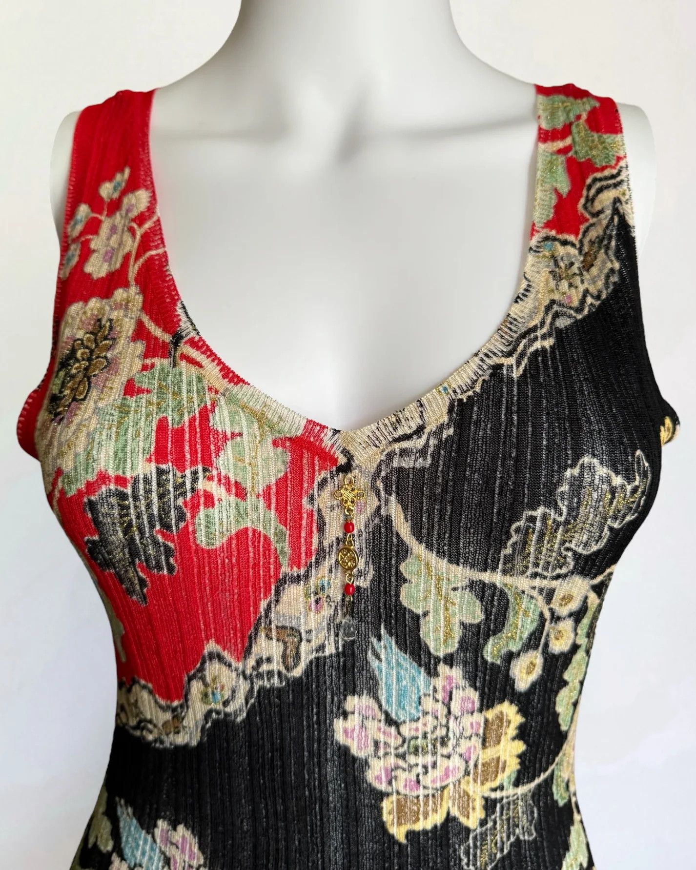 Roberto Cavalli Roberto Cavalli Chinoiserie Silk Tank, SS 2003 Size L / US 10 / IT 46 - 2 Thumbnail