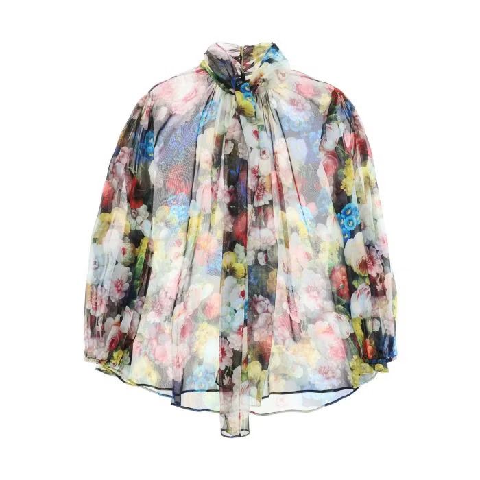 image of Dolce Gabbana O1S22I1N0424 Nocturnal Flower Blouse In Multicolor, Women's (Size Large)