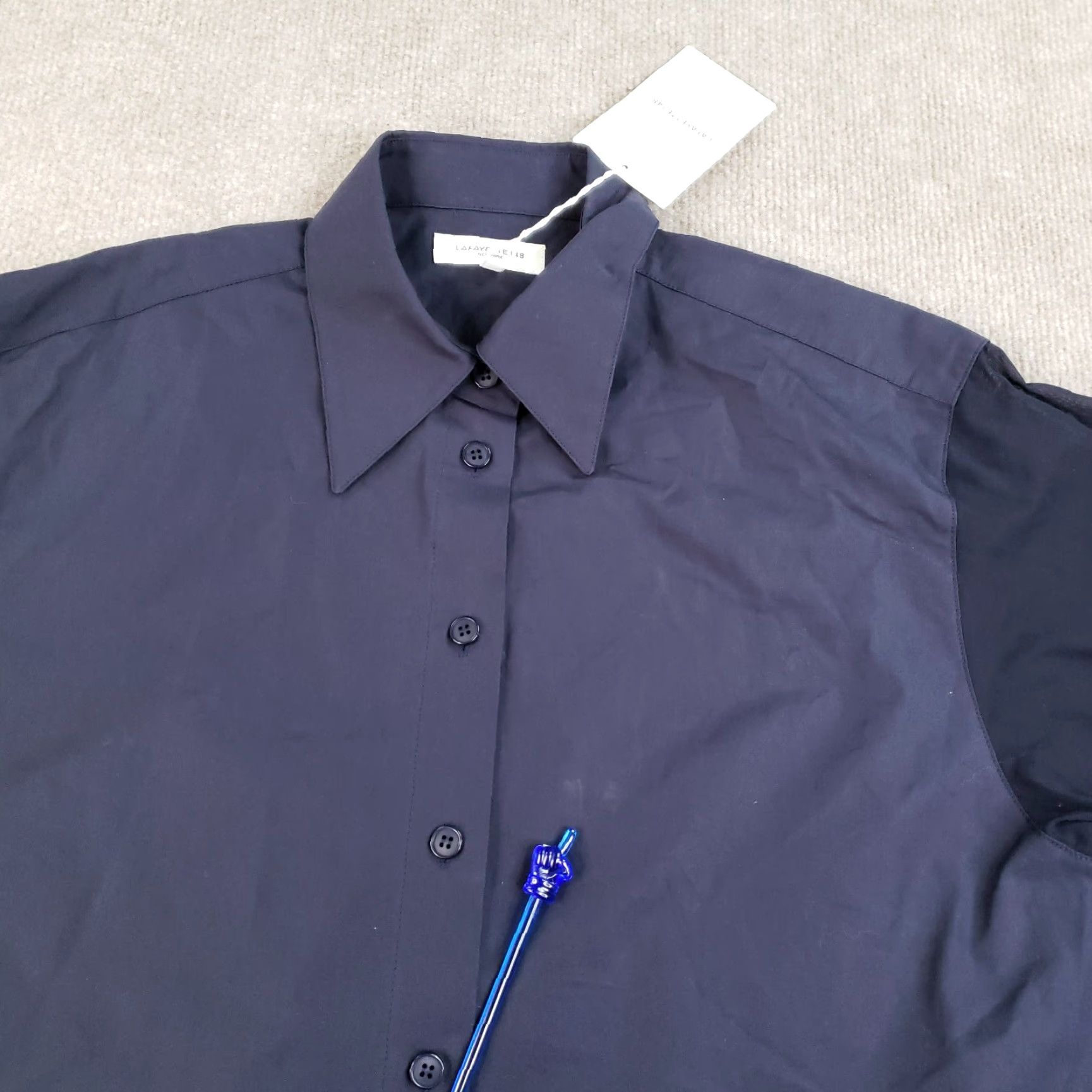 Vintage Lafayette 148 Shirt Womens Large Blue Button-Up Lightweight Cotton NWT Button-Up Shirt Womens Large Blue NWT Size L / US 10 / IT 46 - 7 Thumbnail