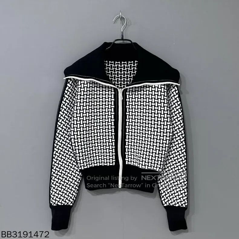 Hermes Hermes Black and White Printed Collar Zip-up Jacket Size XXS / US 00 / IT 34 - 2 Thumbnail